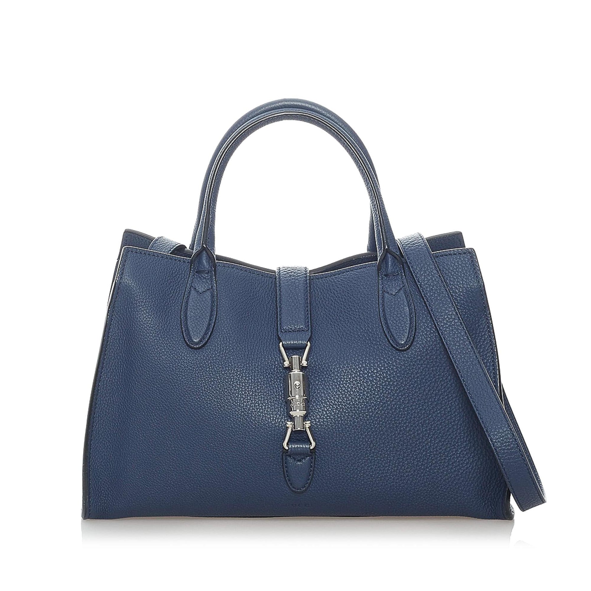 Gucci Jackie Soft SHG Leather Calf Blue Medium Satchel Bag