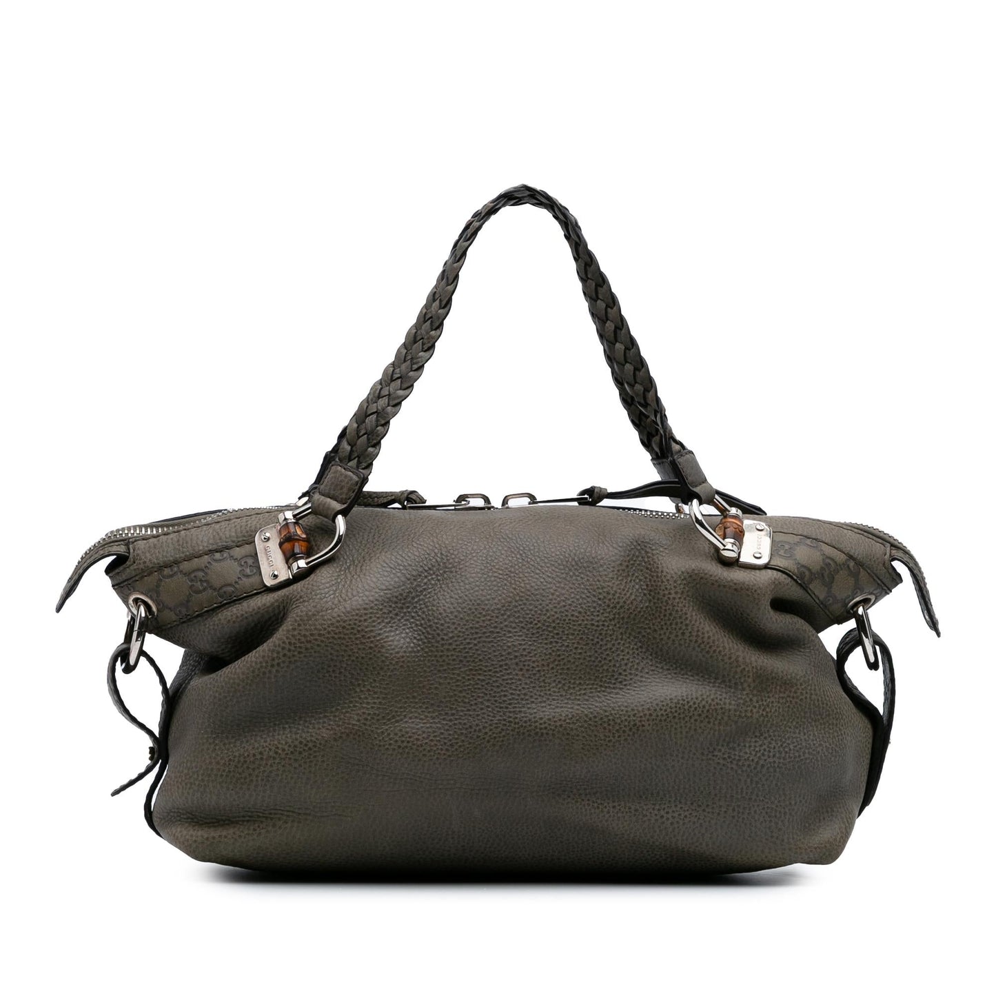 Gucci Bamboo Bar Leather Calf Grey Medium Tote Bag