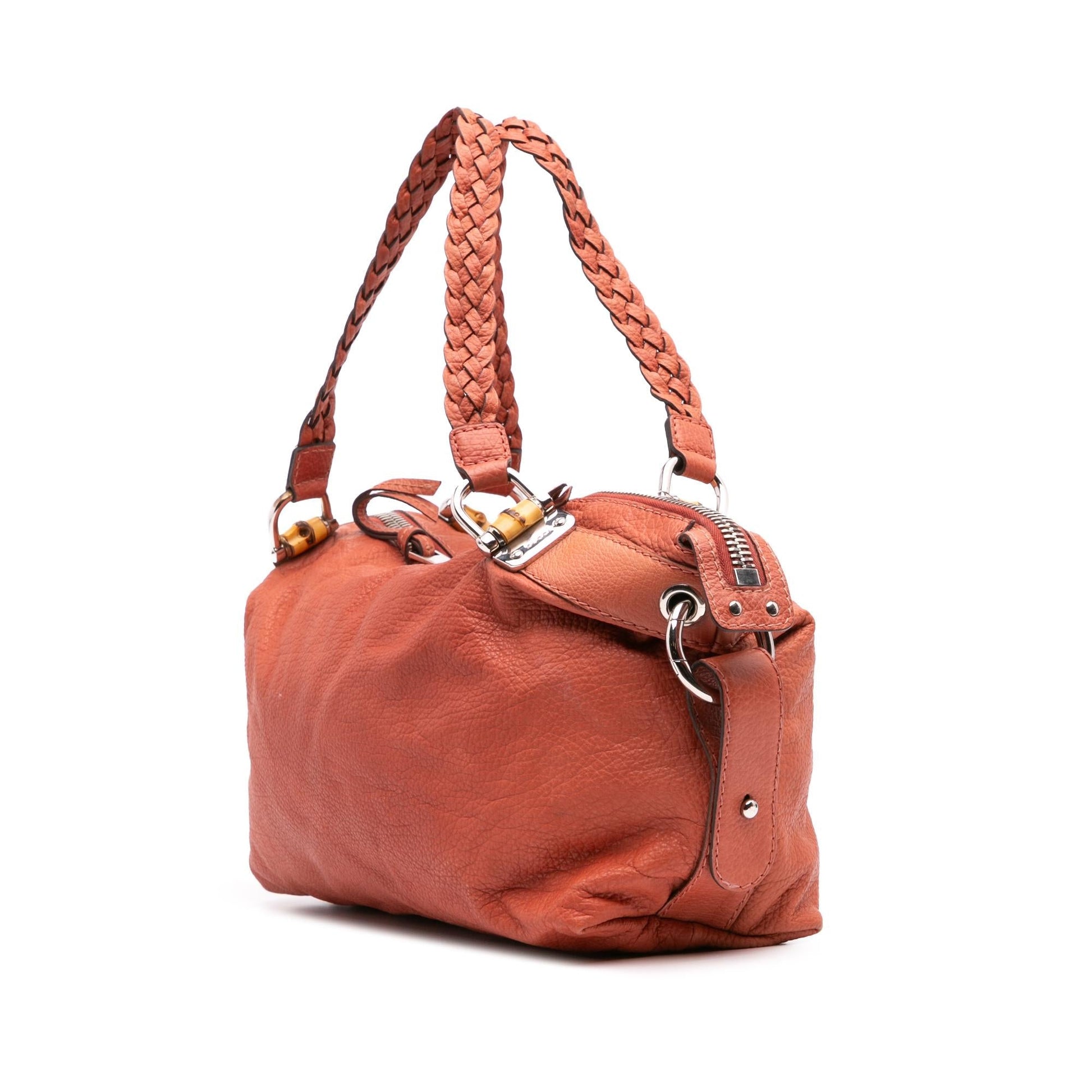 Gucci Bamboo Bar Leather Calf Orange Medium Tote Bag