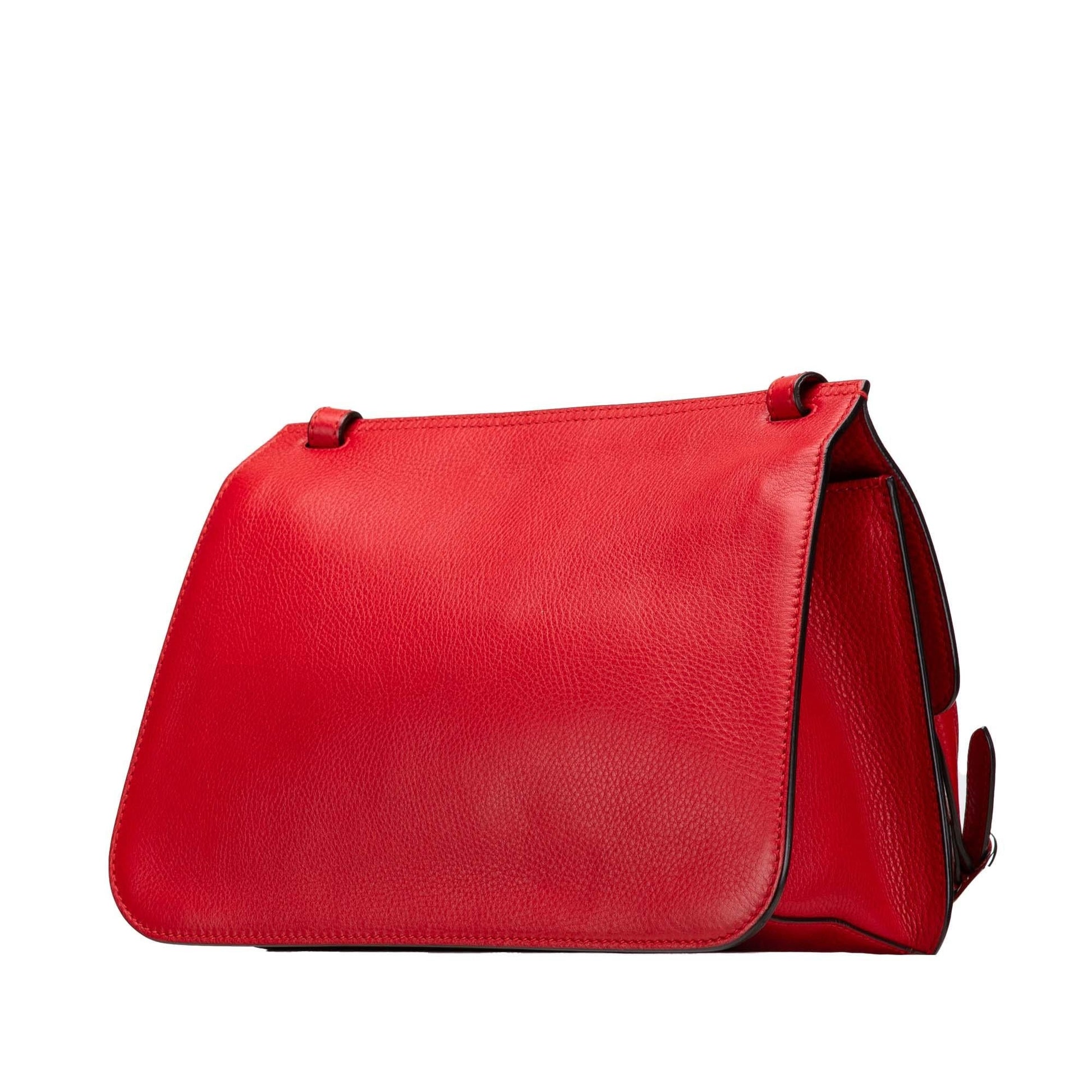 Gucci Bamboo Daily Leather Calf Red Medium Crossbody Bag Daily Crossbody