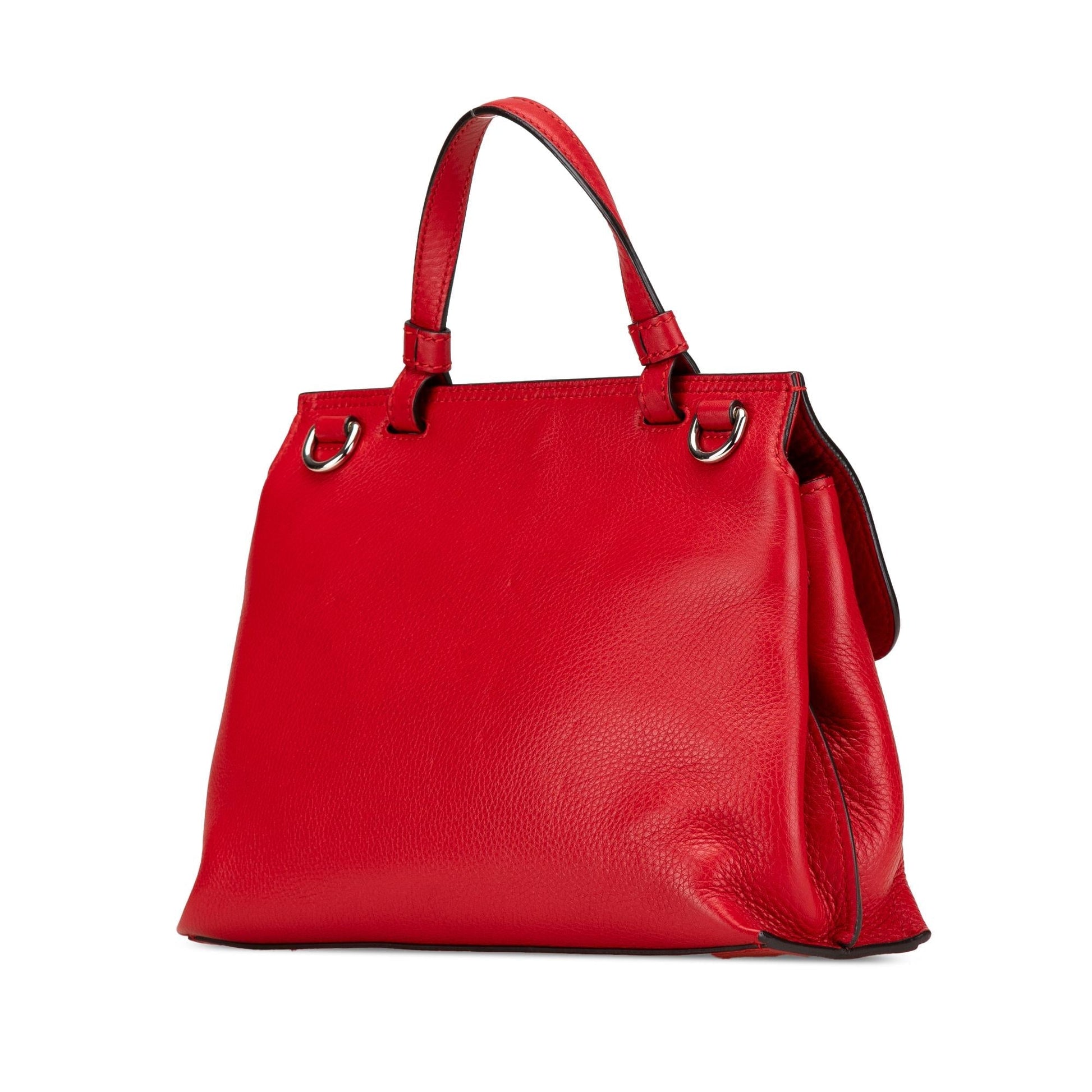 Gucci Bamboo Daily Leather Calf Red Medium Satchel Bag