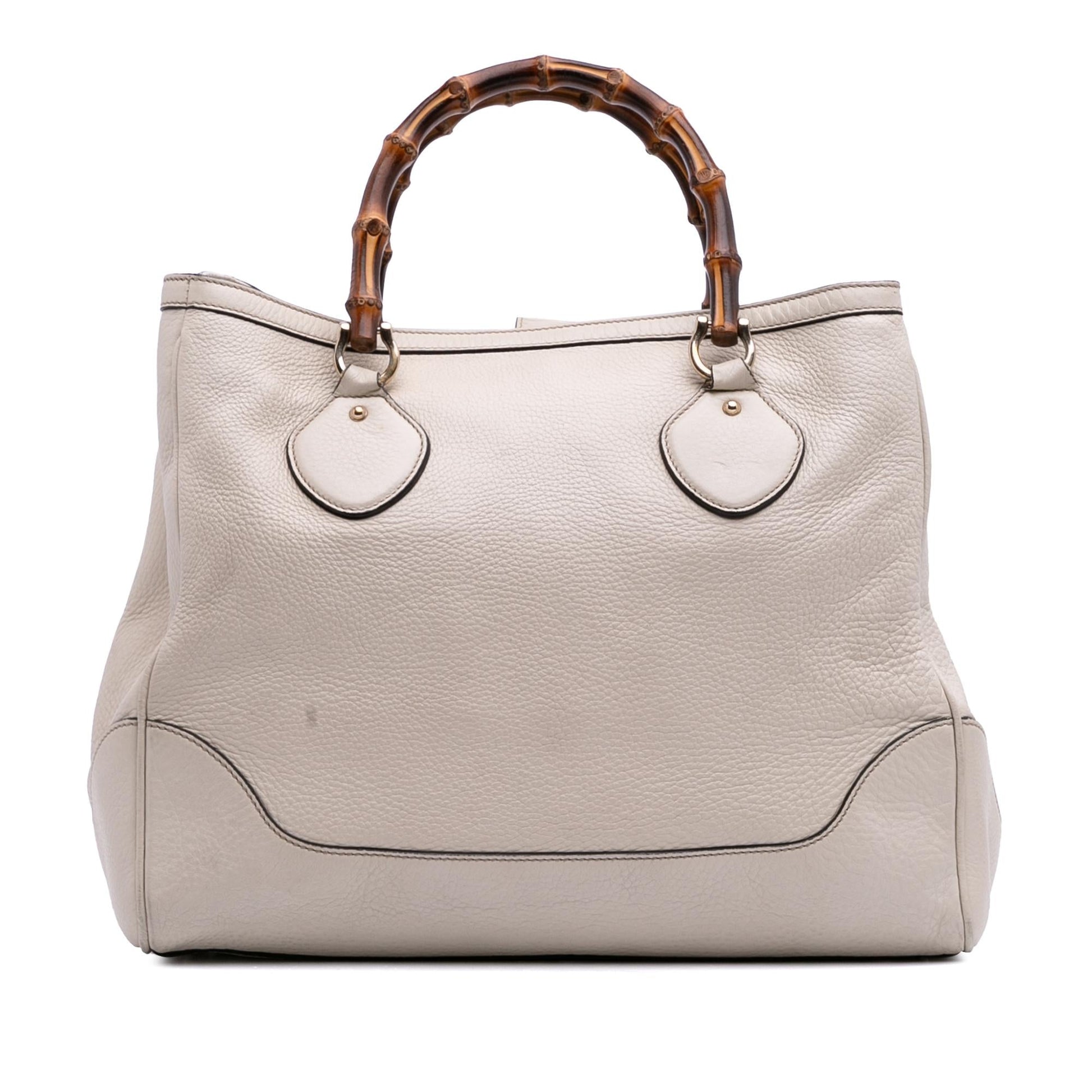 Gucci Bamboo Diana Leather Calf White Medium Tote Bag
