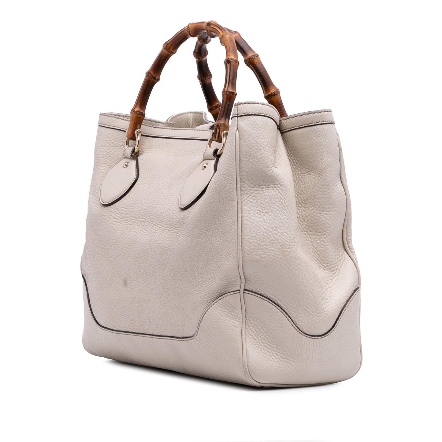 Gucci Bamboo Diana Leather Calf White Medium Tote Bag