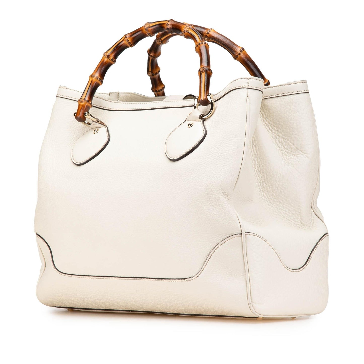 Gucci Bamboo Diana Leather Calf White Medium Tote Bag Tote 3