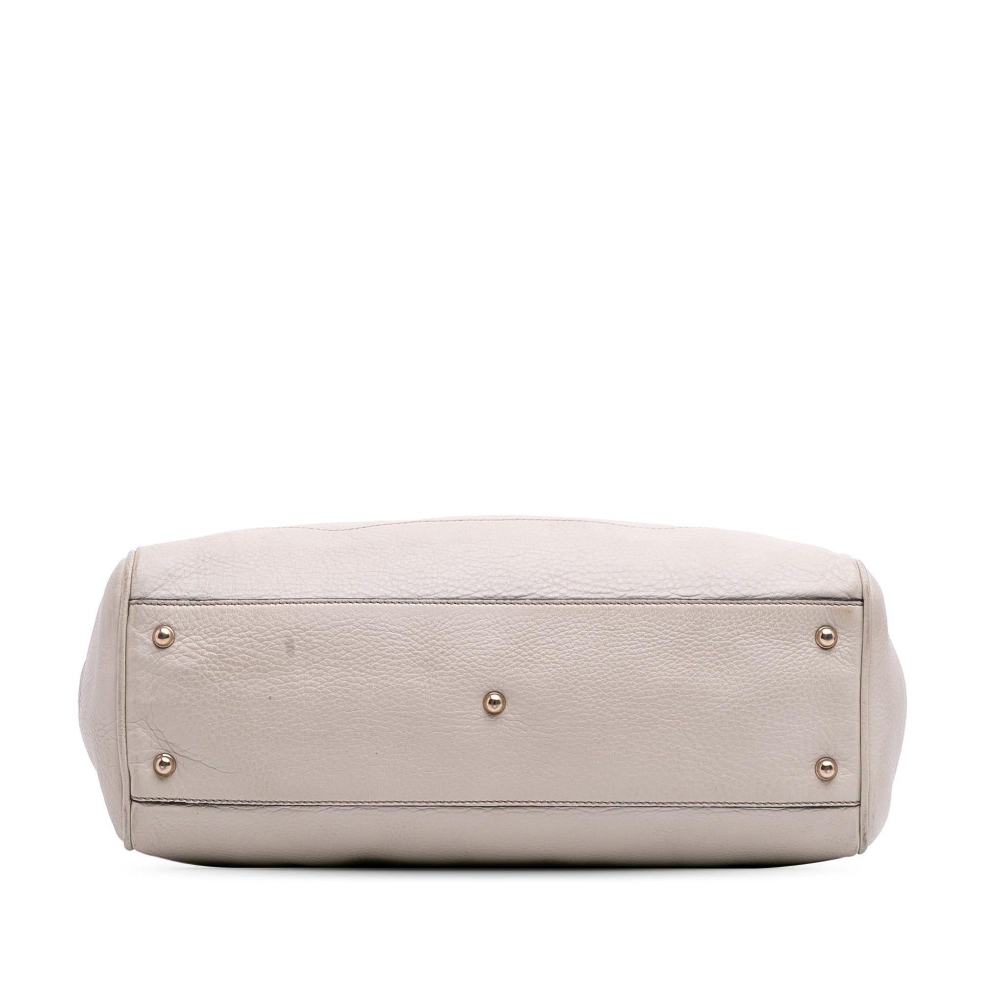 Gucci Bamboo Diana Leather Calf White Medium Tote Bag Tote 4