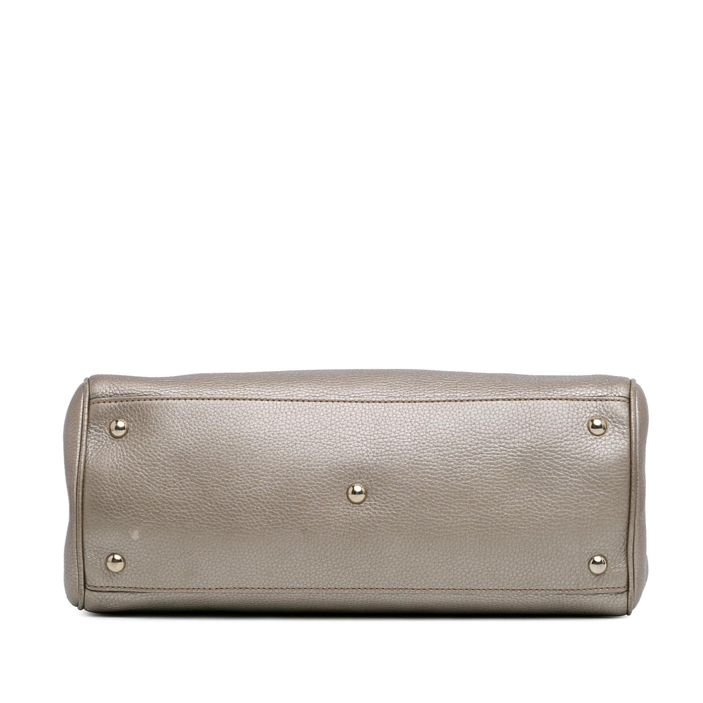 Gucci Bamboo Shopper SHG-Z5WtXN Leather Calf Silver Medium Satchel Bag