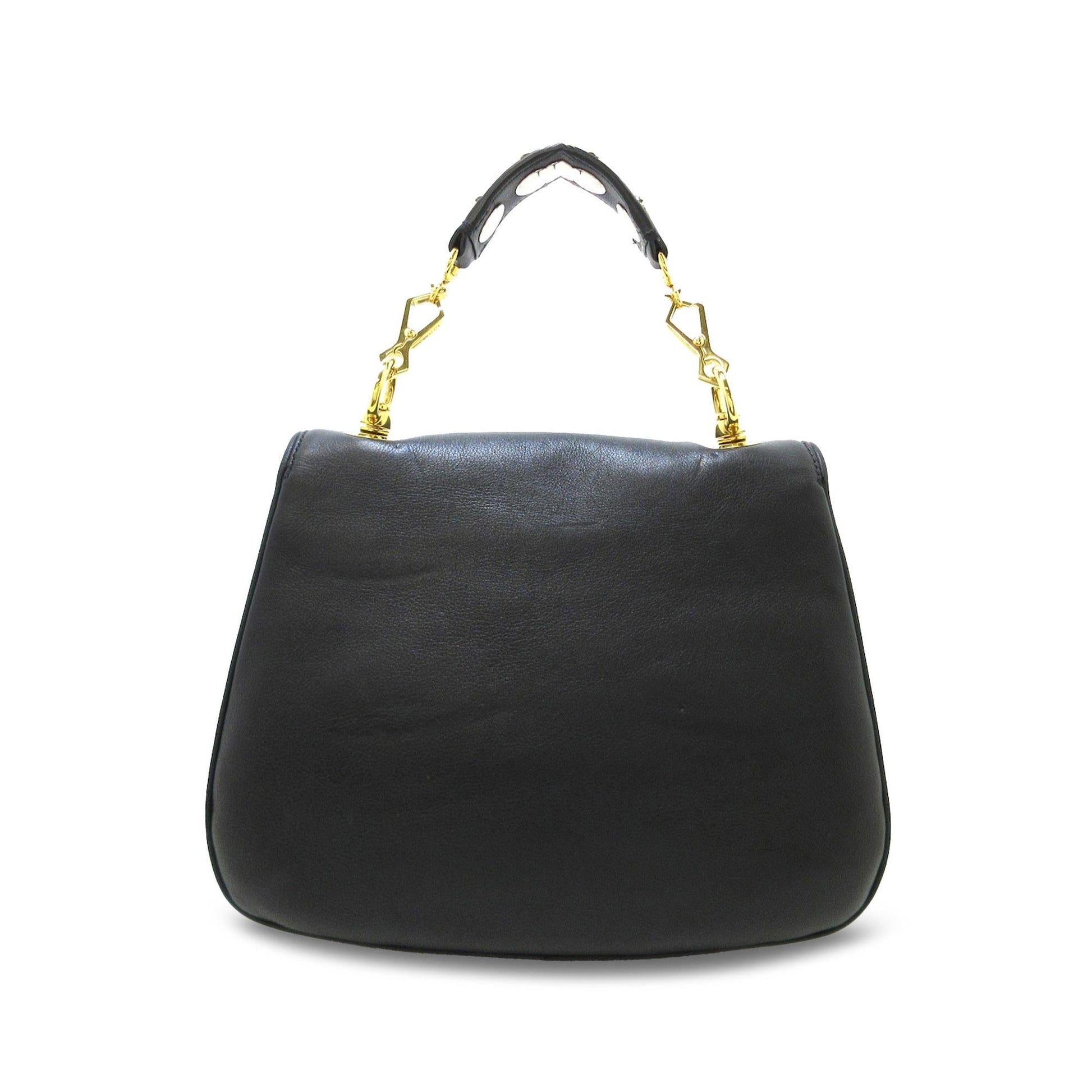 Gucci Blondie SHG-kHNIeL Leather Calf Black Medium Satchel Bag