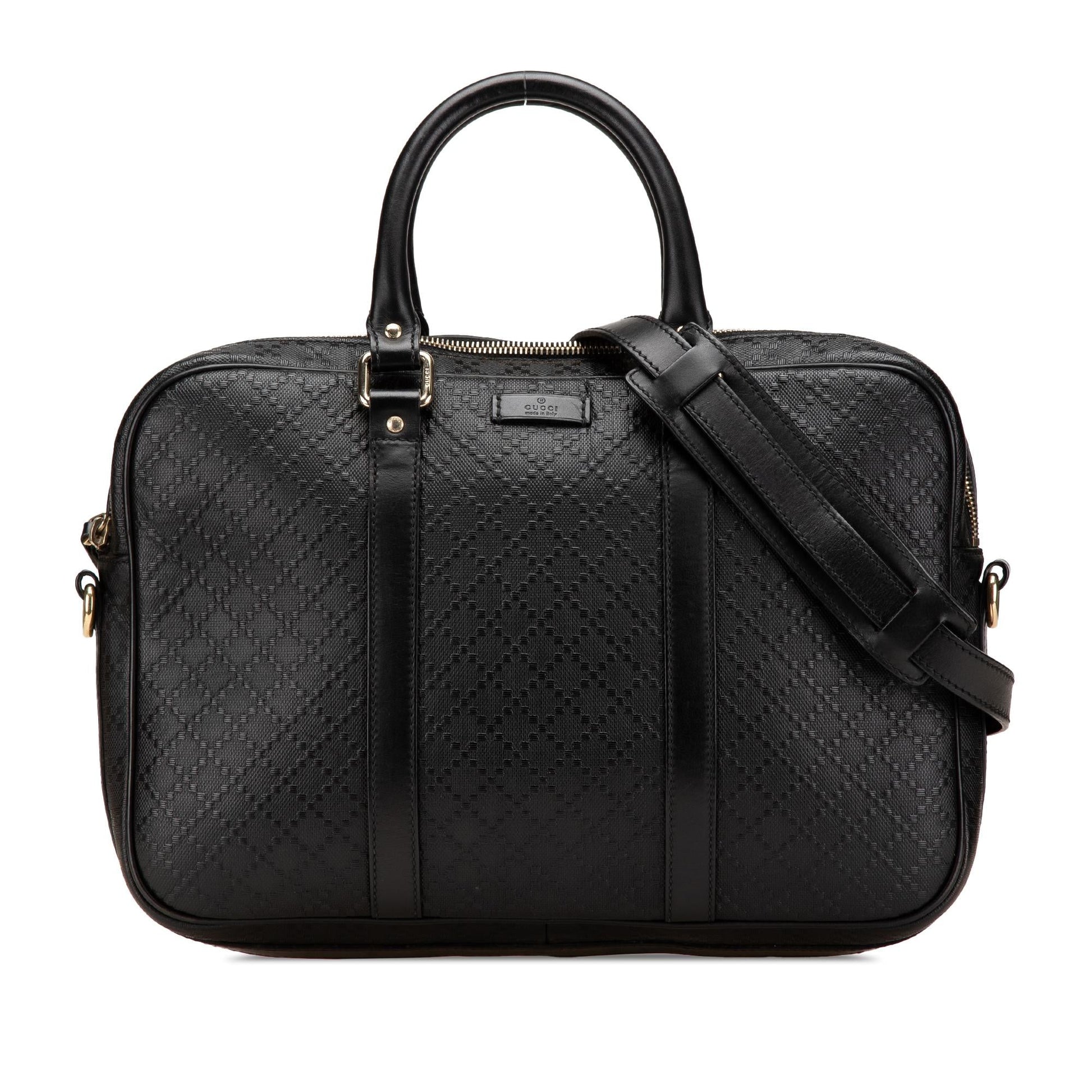Gucci Diamante Bright Business Leather Calf Black Medium Tote Bag