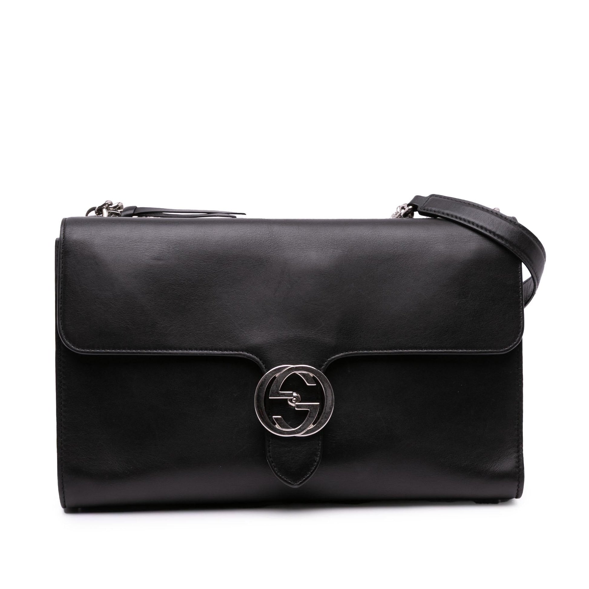 Gucci Dollar Interlocking G Leather Calf Black Medium Crossbody Bag Crossbody 2