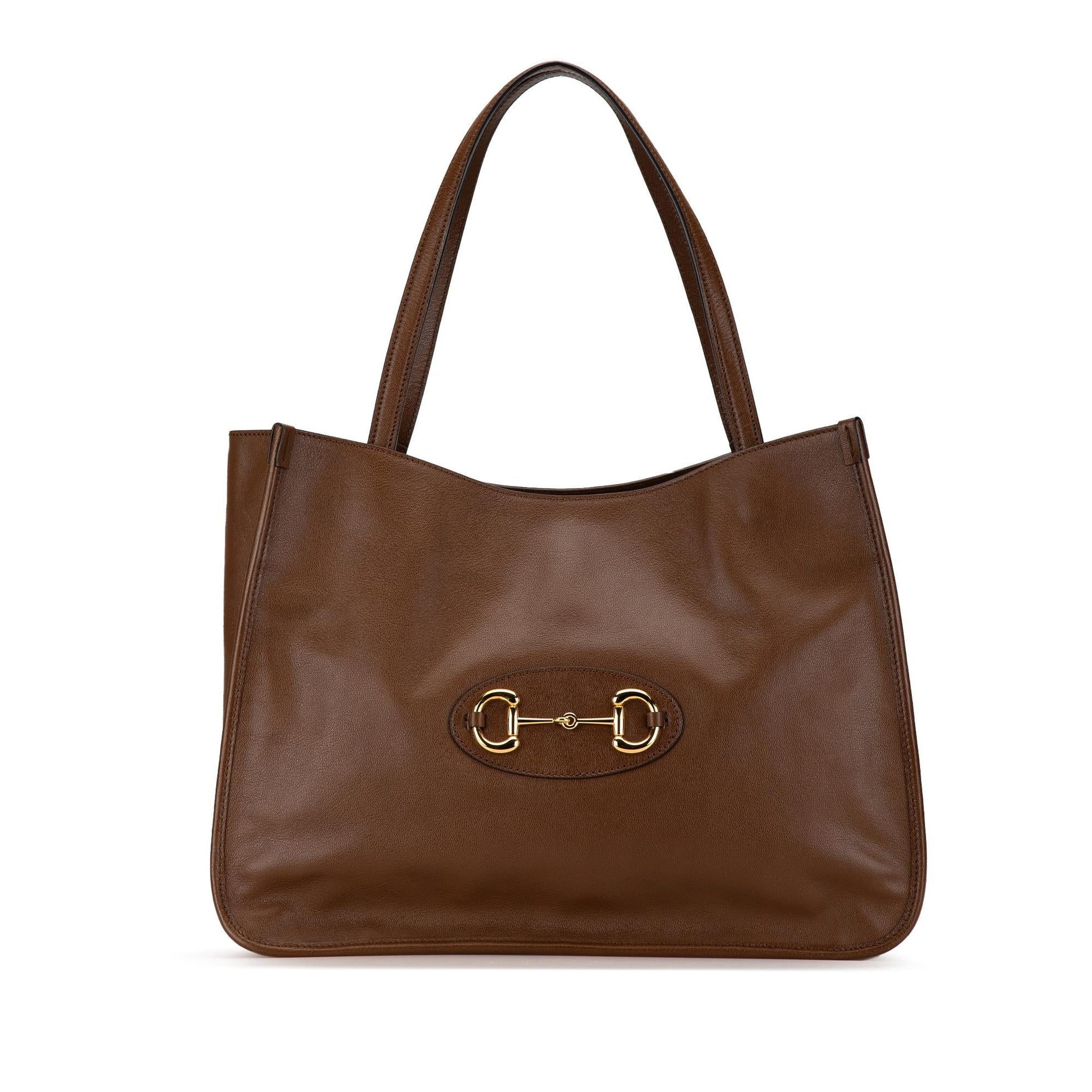 Gucci Horsebit Leather Calf Brown Medium Tote Bag Shg Uinw42