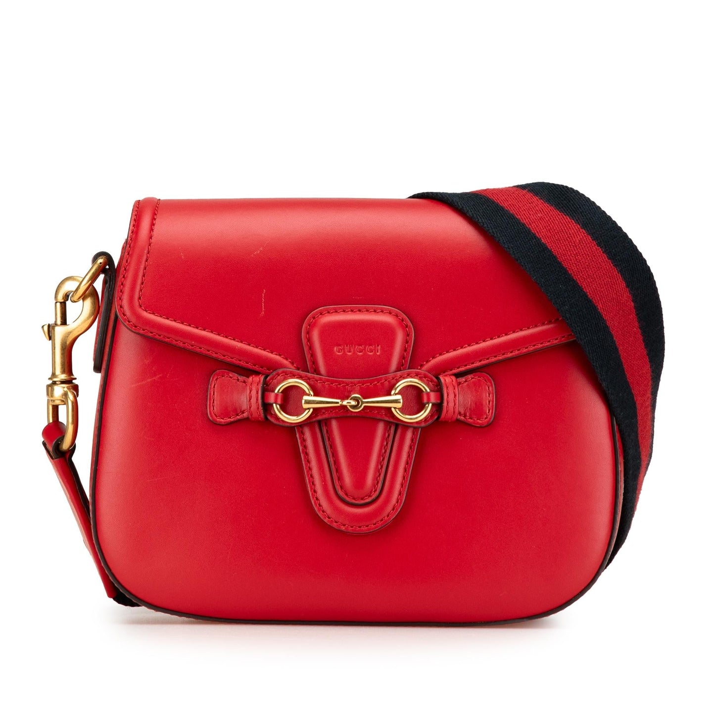 Gucci Lady Web Leather Calf Red Medium Crossbody Bag