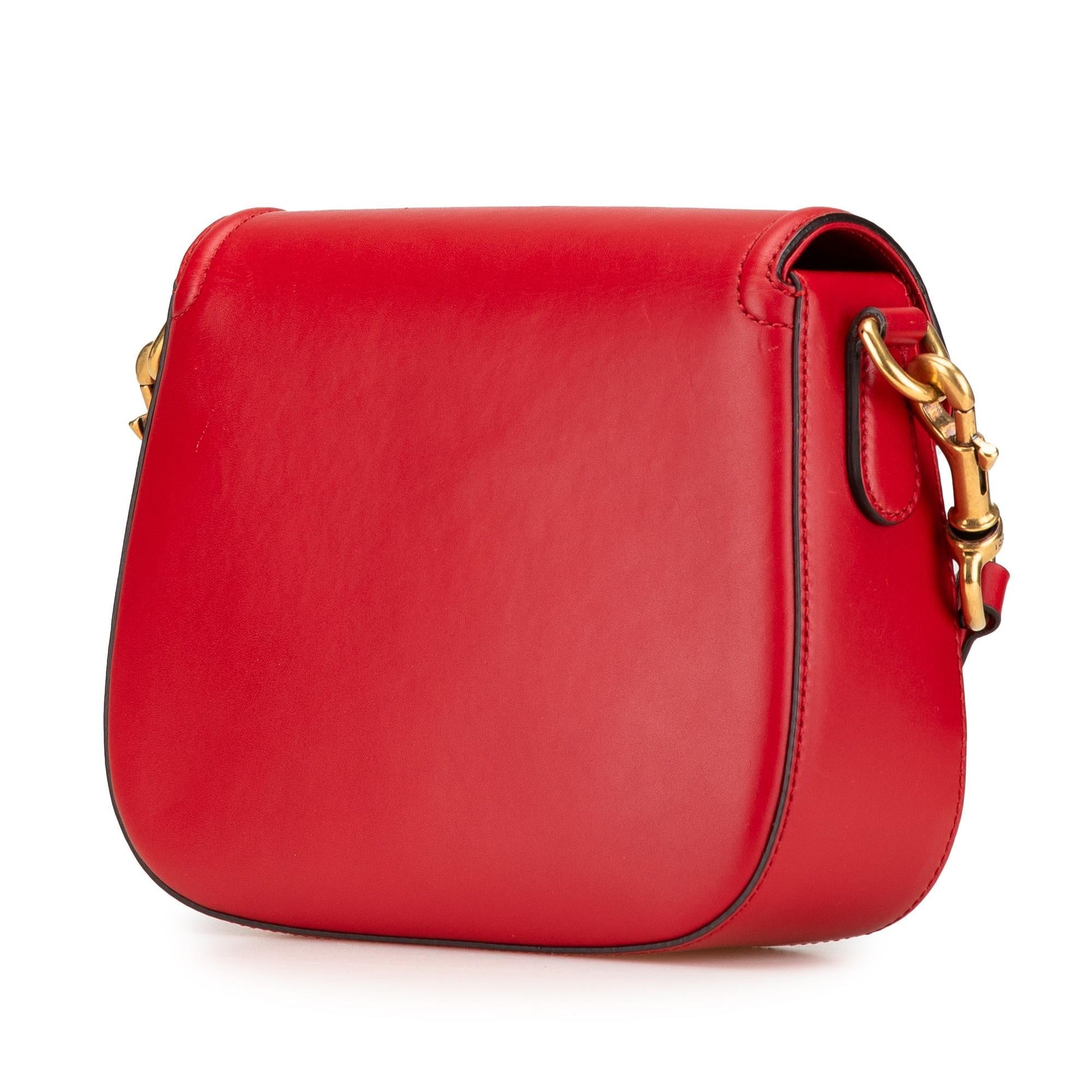 Gucci Lady Web Leather Calf Red Medium Crossbody Bag