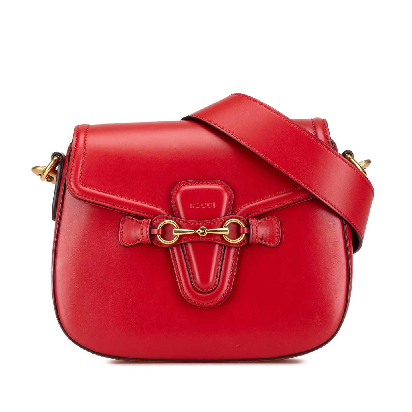 Gucci Lady Web Leather Calf Red Medium Crossbody Bag Crossbody 1