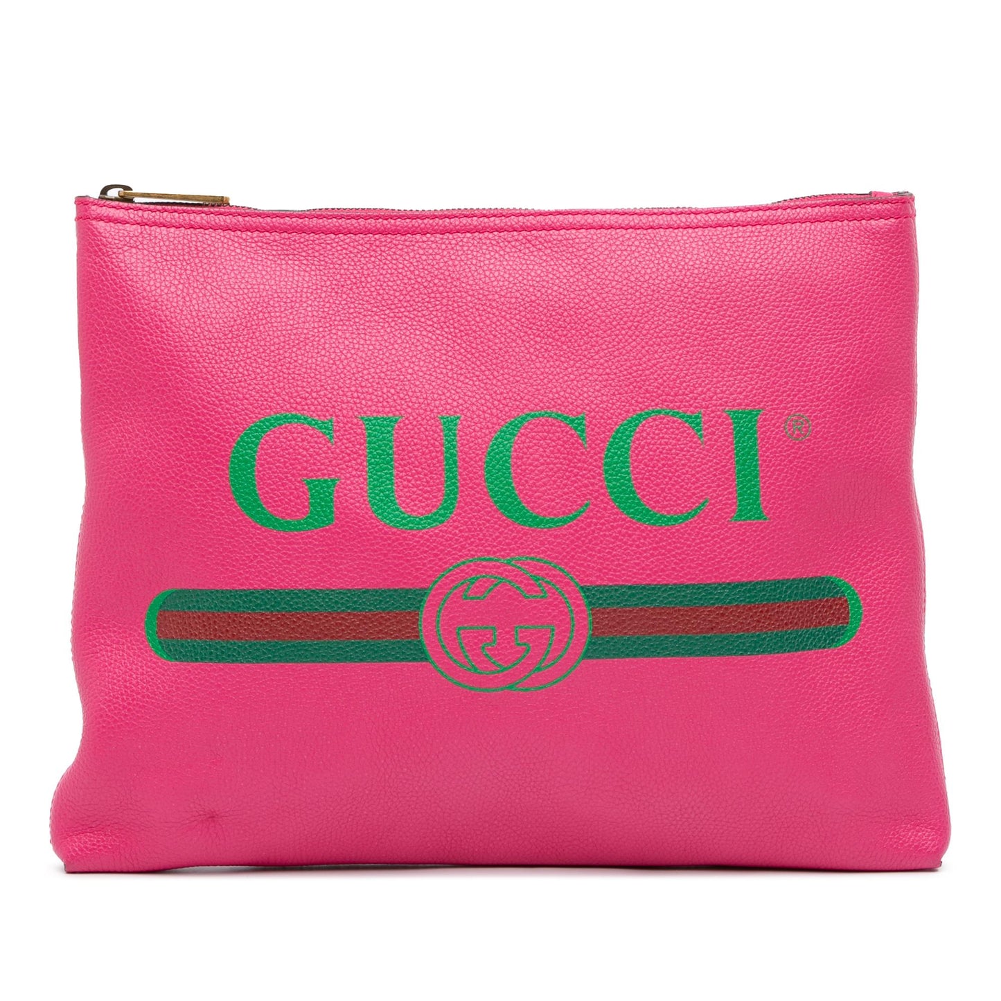 Gucci Logo Portfolio Leather Calf Pink Medium Clutch Bag