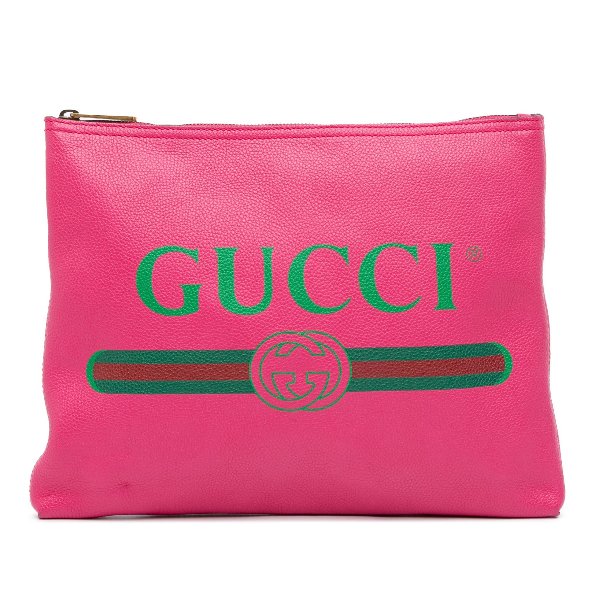 Gucci Logo Portfolio Leather Calf Pink Medium Clutch Bag Clutch 4