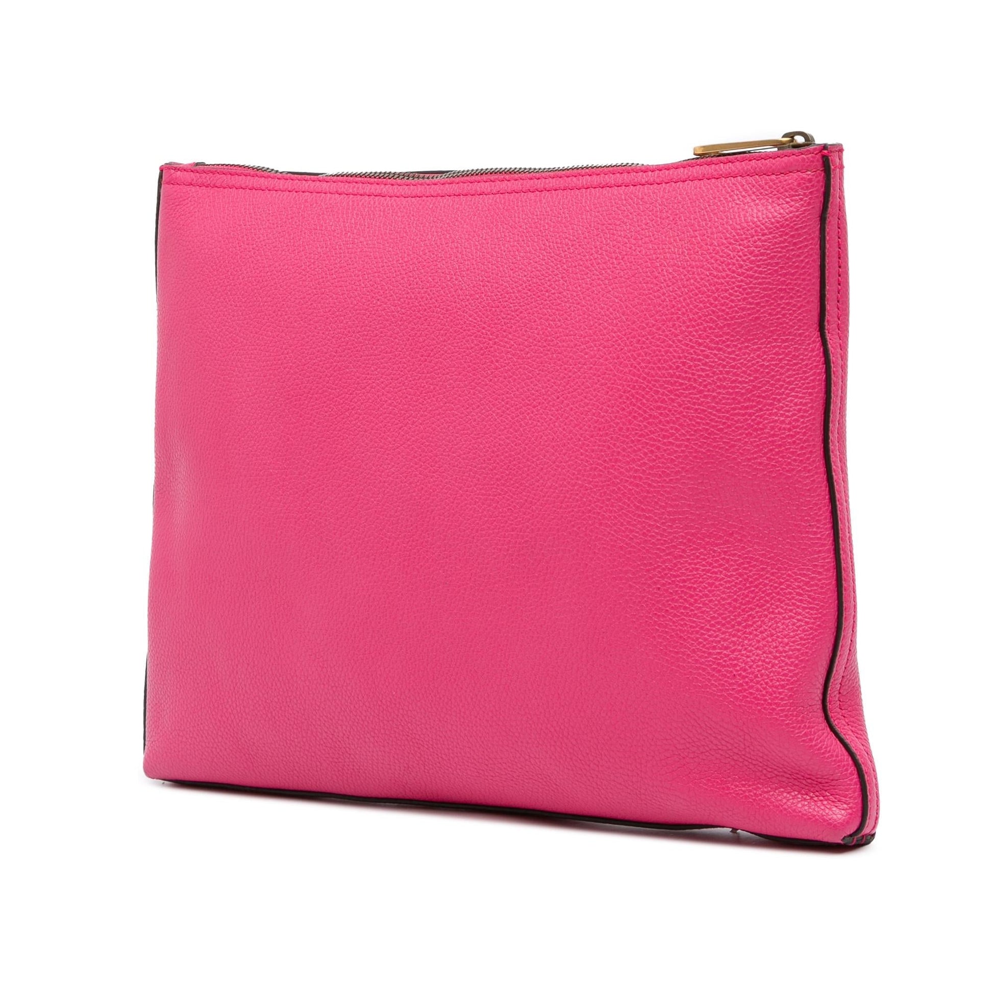 Gucci Logo Portfolio Leather Calf Pink Medium Clutch Bag Clutch 4