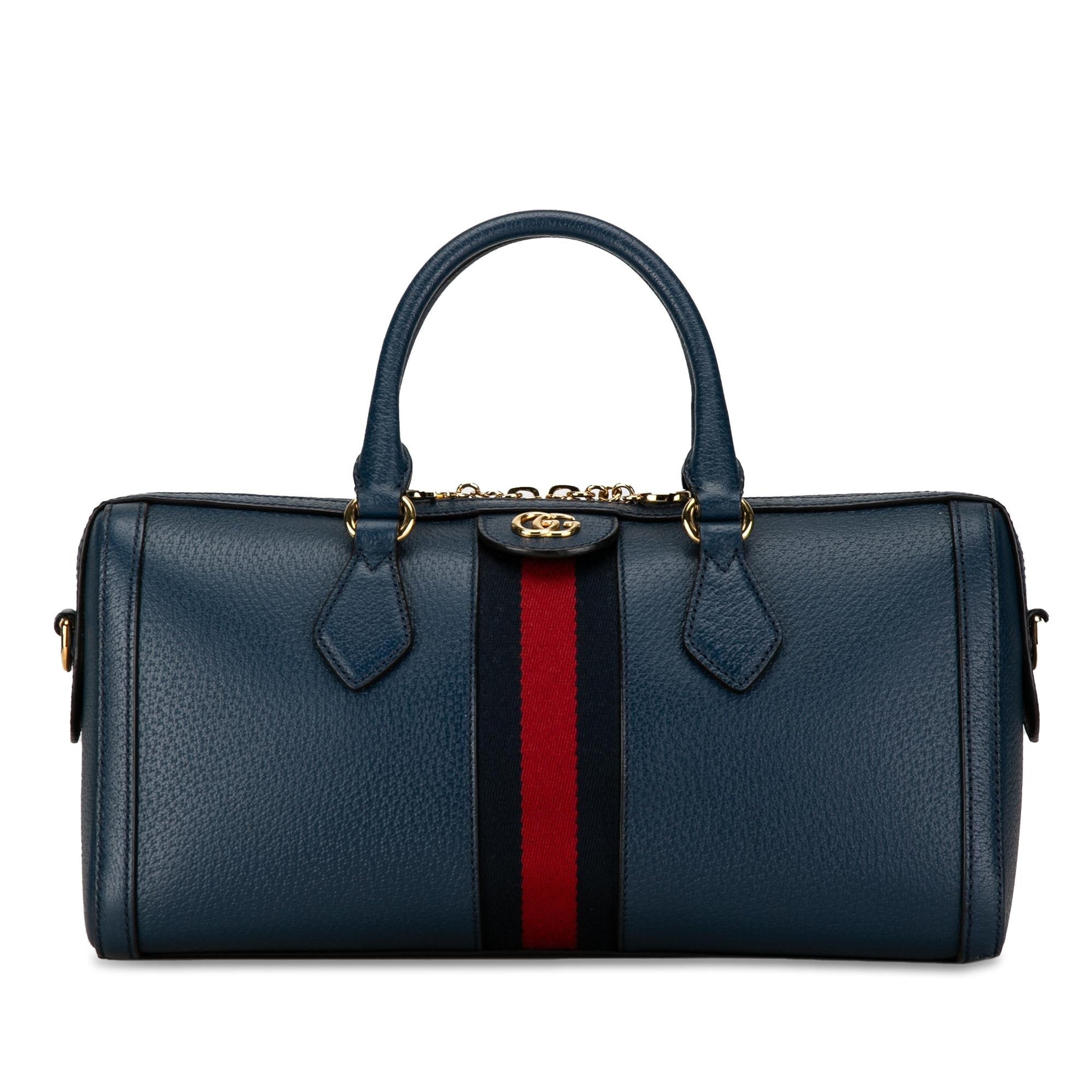 Gucci Ophidia Boston SHG-S6SKIP Leather Calf Blue Medium Satchel Bag