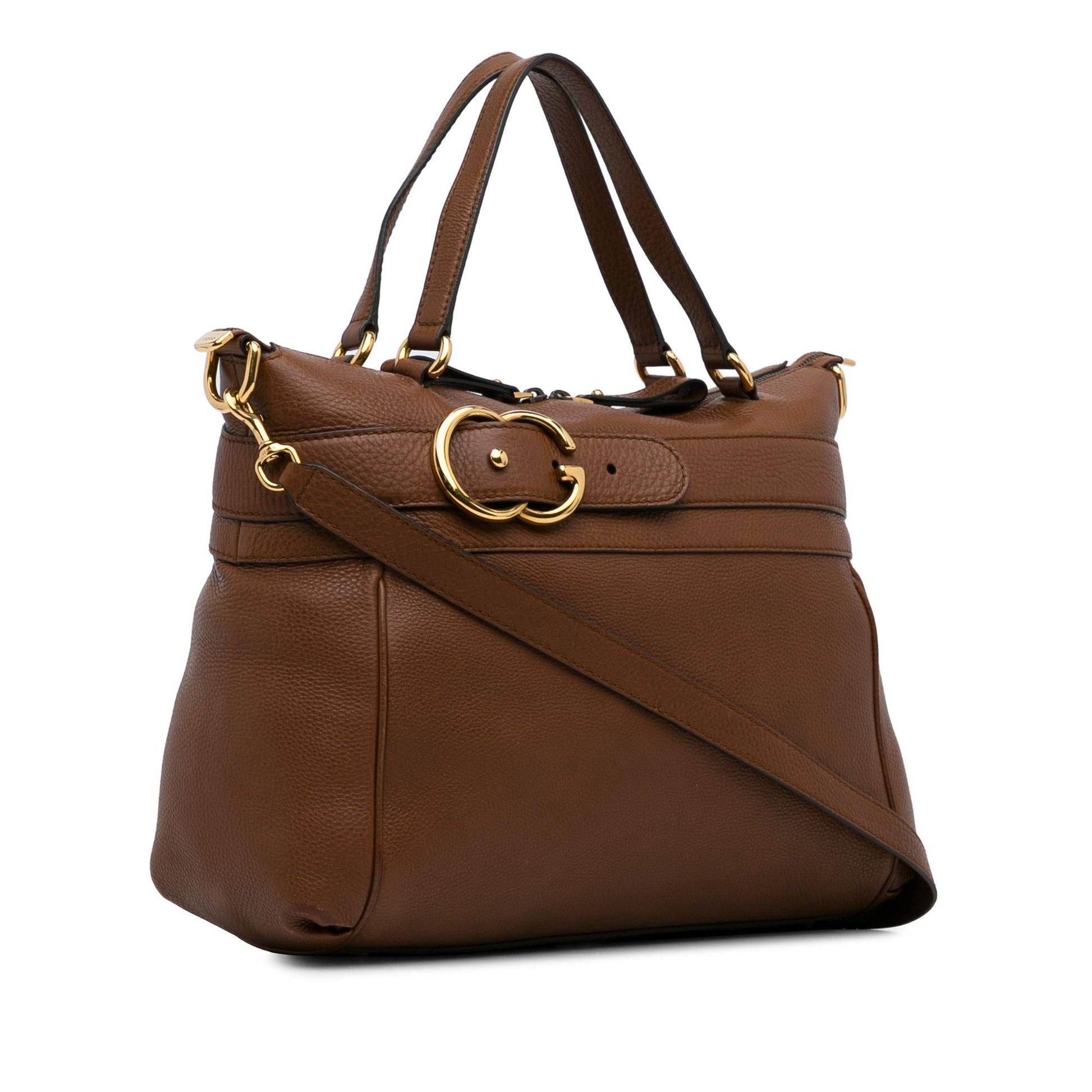 Gucci Ride Top Handle SHG-ZEr6xw Leather Calf Brown Medium Satchel Bag