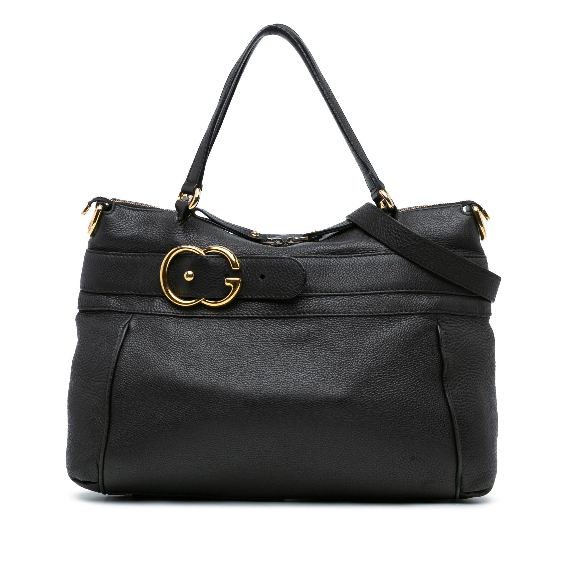 Gucci Ride Top Handle SHG-ijwBLn Leather Calf Black Medium Satchel Bag
