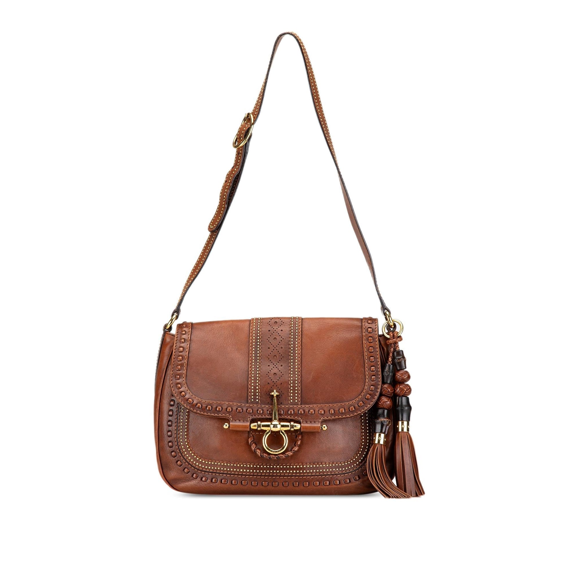 Gucci Snaffle Bit SHG-rIbXIb Leather Calf Brown Medium Shoulder Bag