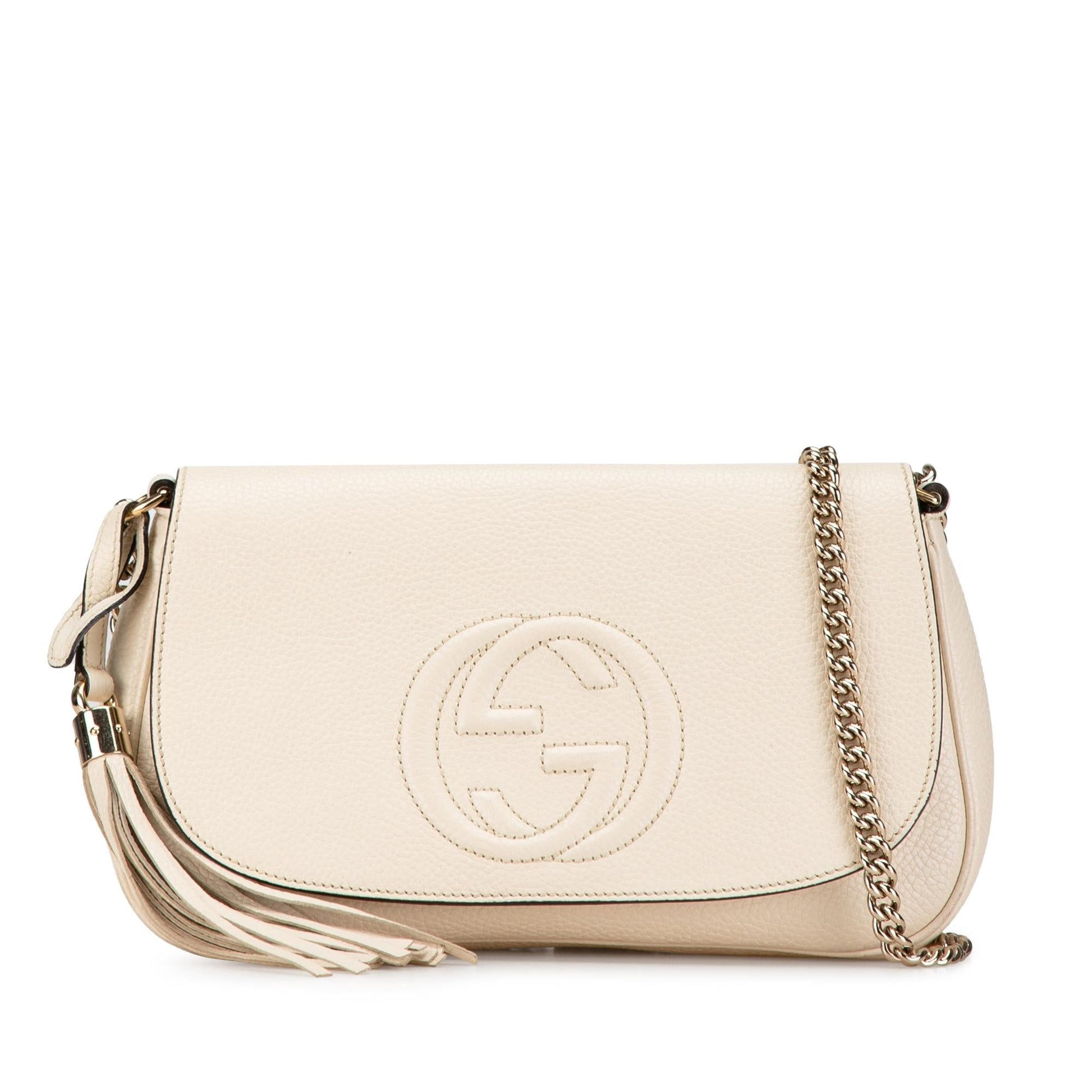 Gucci Soho Chain Flap SHG-4F65Xy Leather Calf White Medium Crossbody Bag