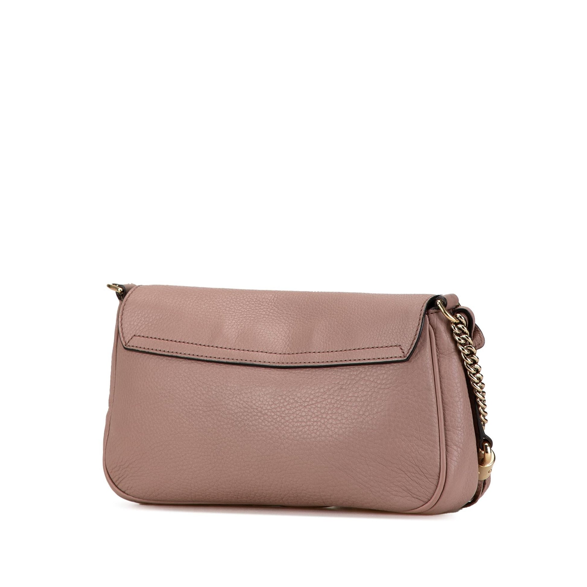 Gucci Soho Chain Flap SHG-GtzMZm Leather Calf Pink Medium Crossbody Bag