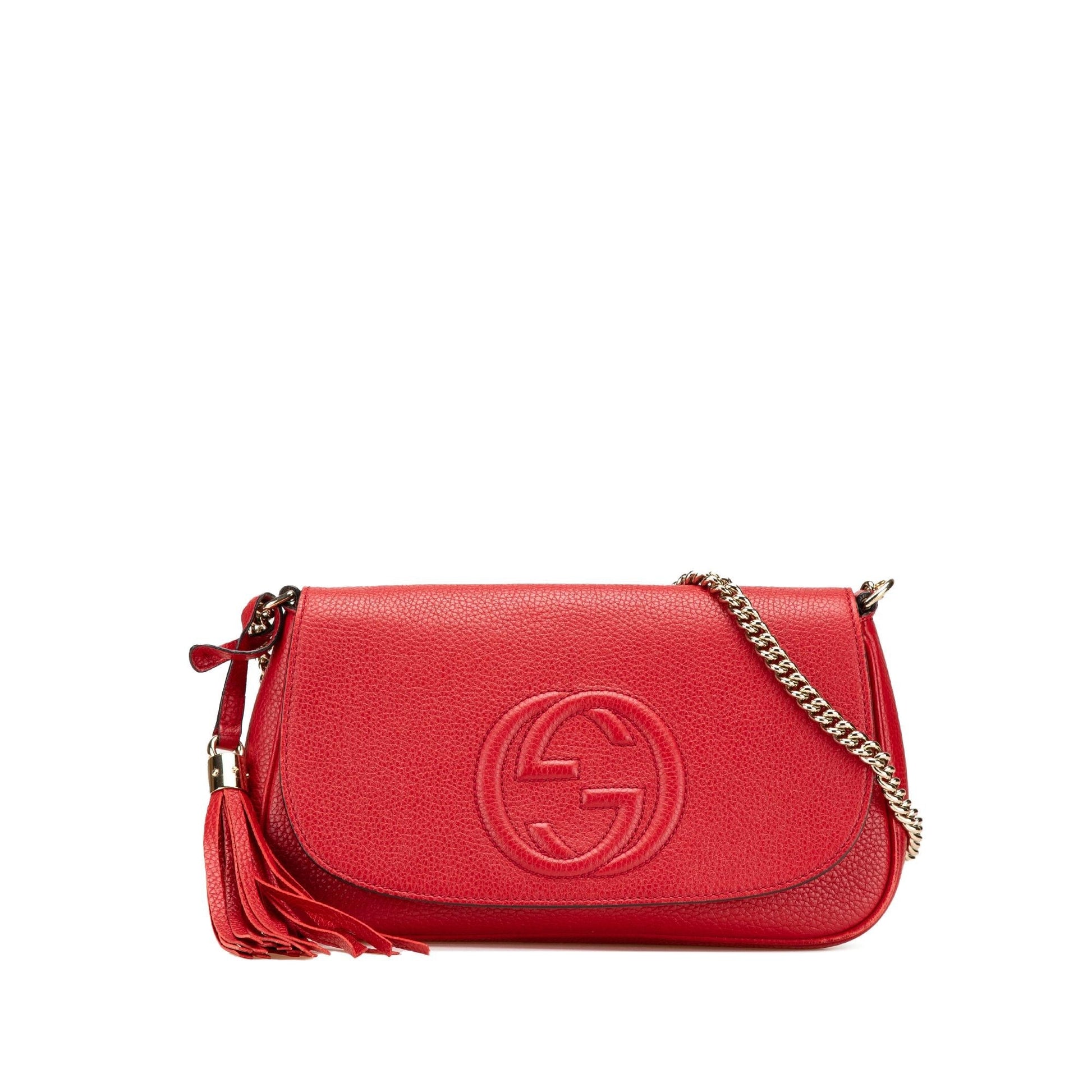 Gucci Soho Chain Flap Leather Calf Red Medium Crossbody Bag Crossbody 1