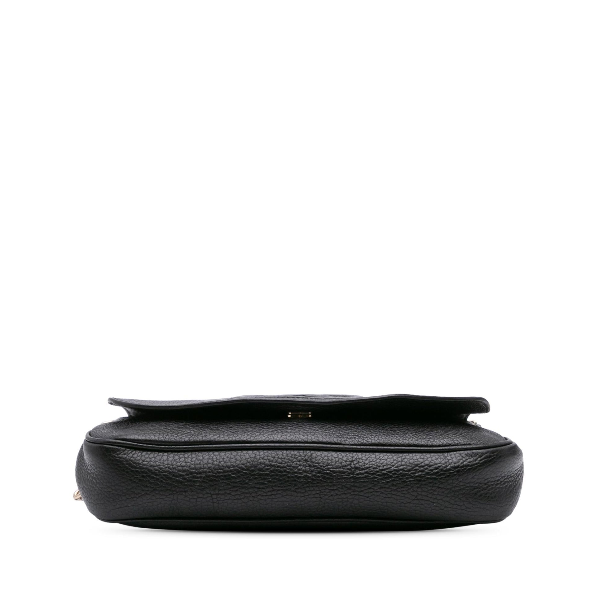 Gucci Soho Chain Flap Leather Calf Black Medium Crossbody Bag