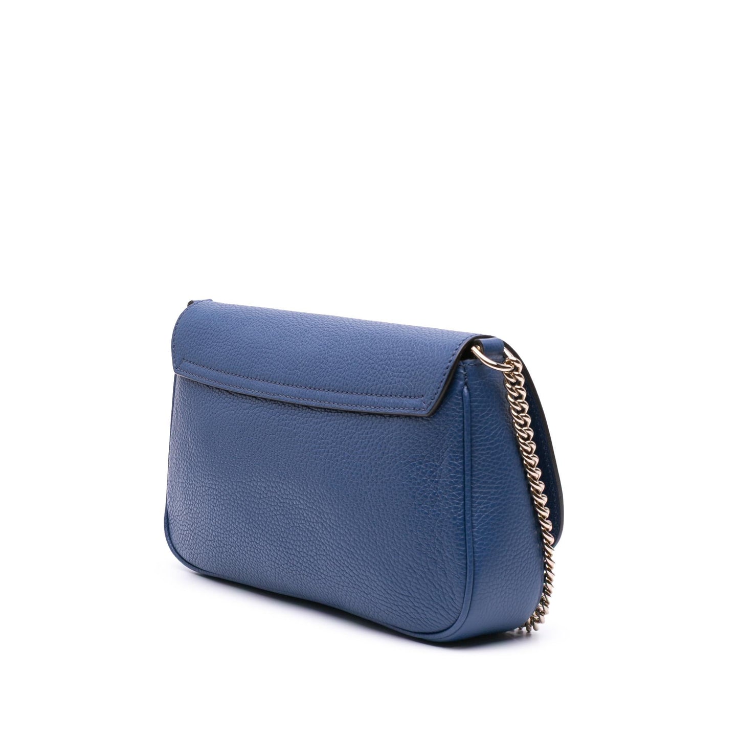 Gucci Soho Chain Flap Leather Calf Blue Medium Crossbody Bag