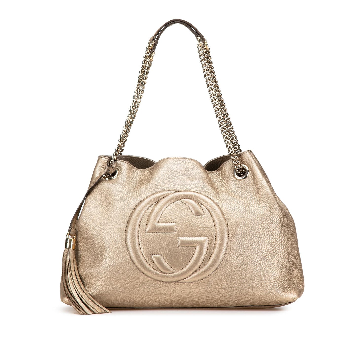 Gucci Soho Chain Leather Calf Gold Medium Tote Bag Chain Tote