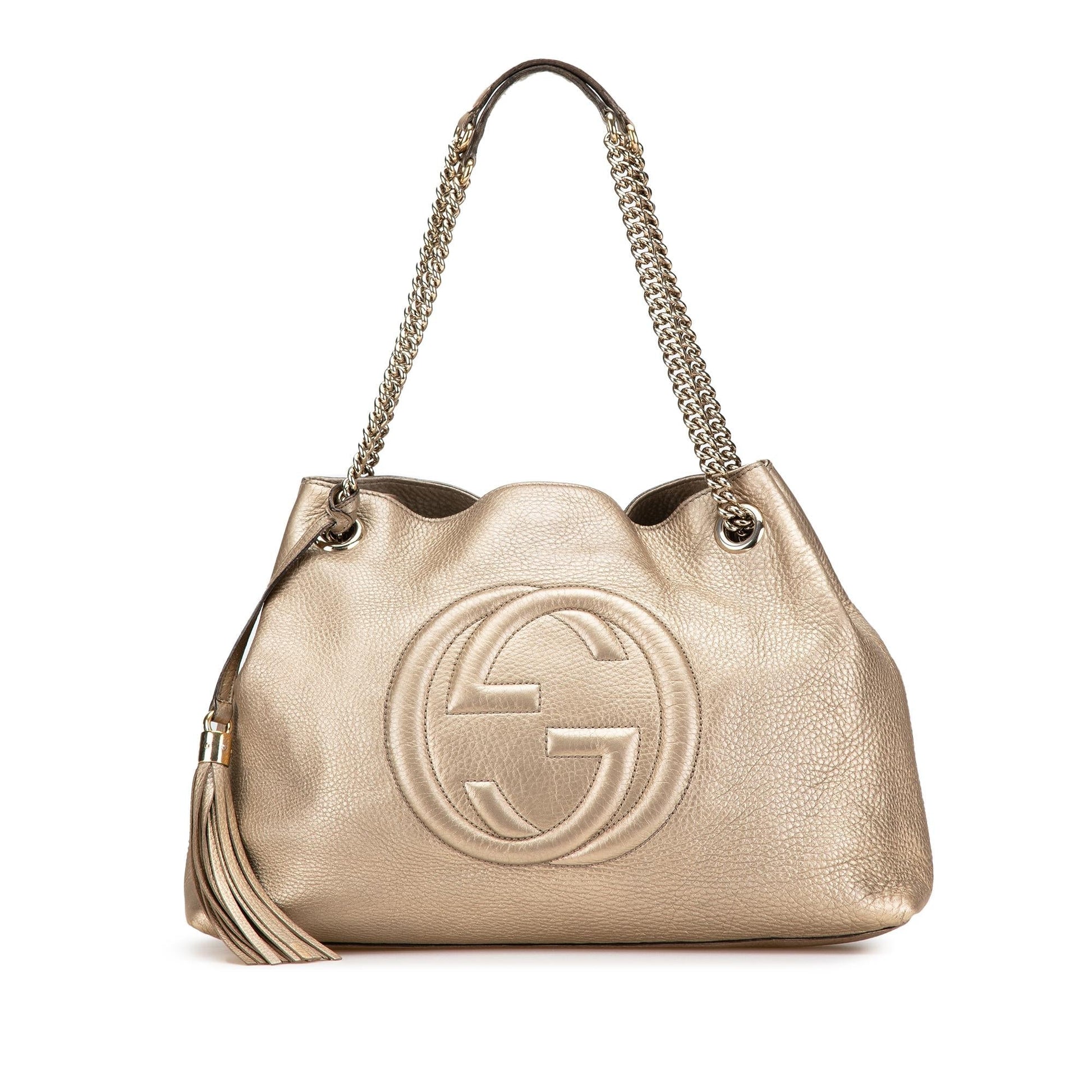 Gucci Soho Chain Leather Calf Gold Medium Tote Bag Chain Tote