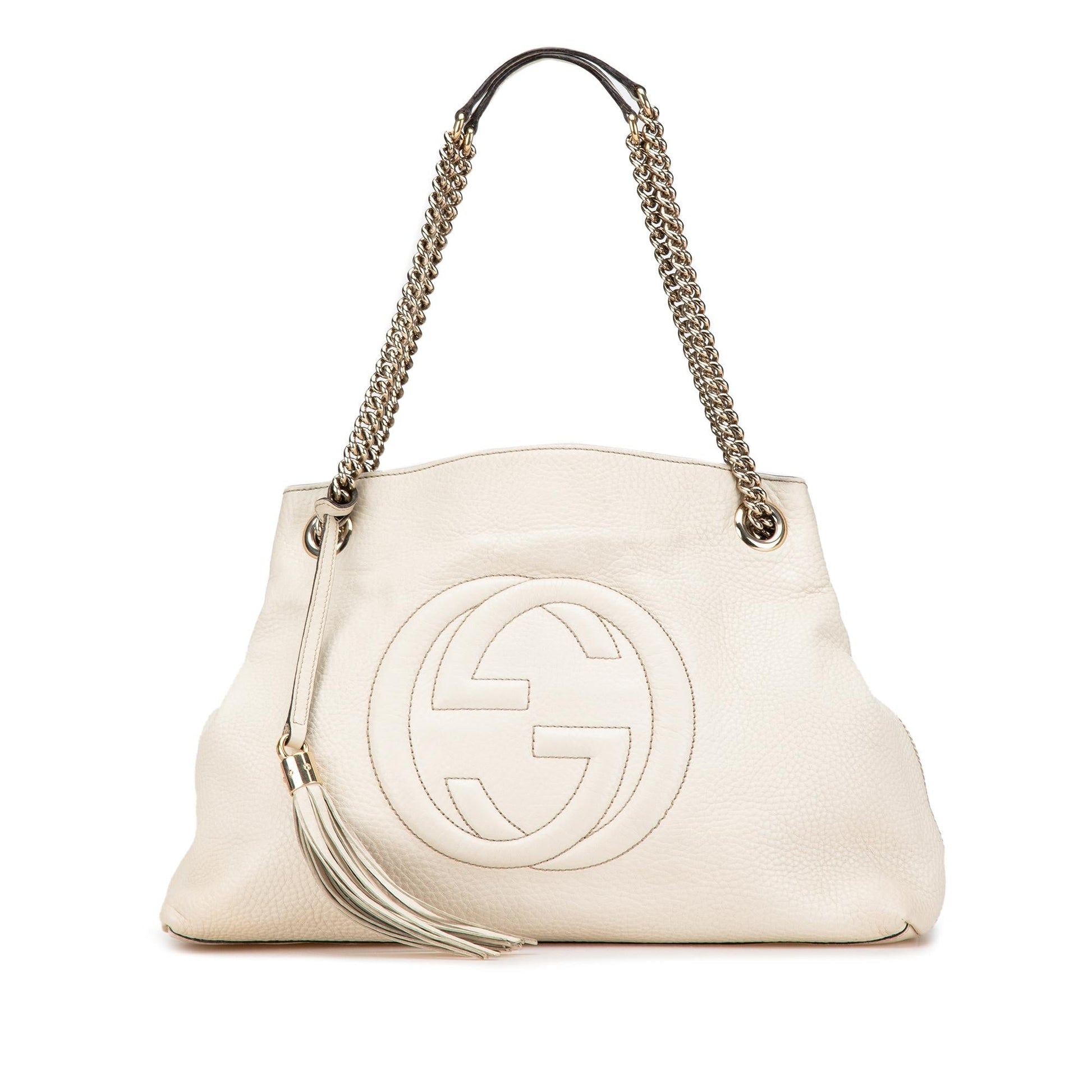 Gucci Soho Chain Leather Calf White Medium Shoulder Bag