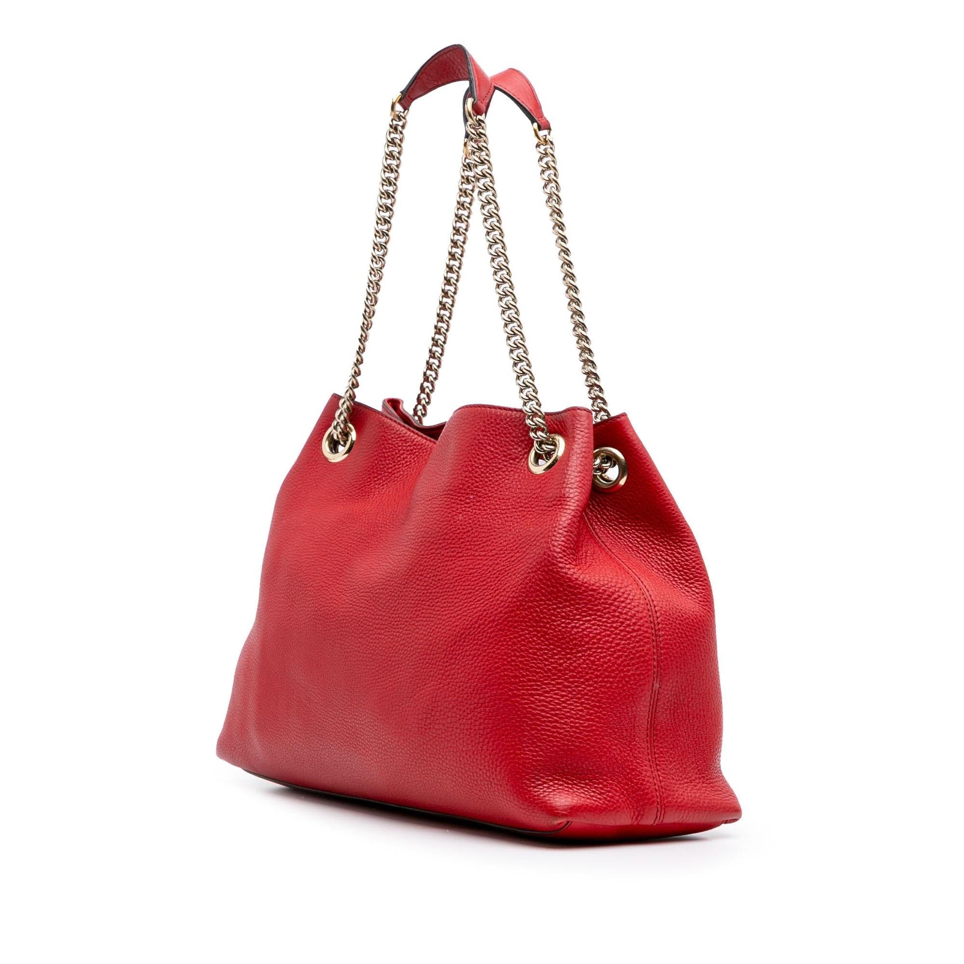 Gucci Soho Chain Leather Calf Red Medium Tote Bag