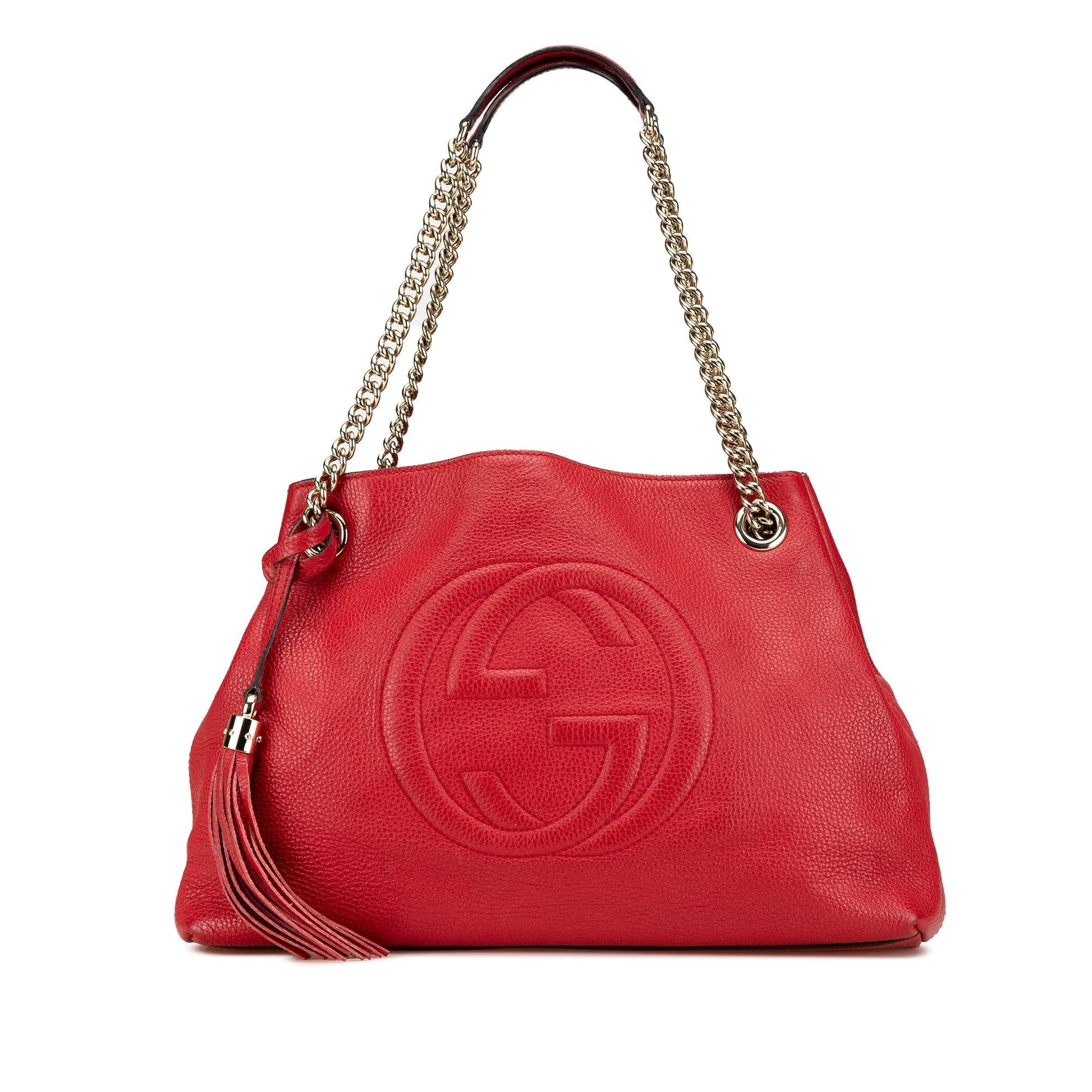 Gucci Soho Chain Leather Calf Red Medium Tote Bag Tote 10
