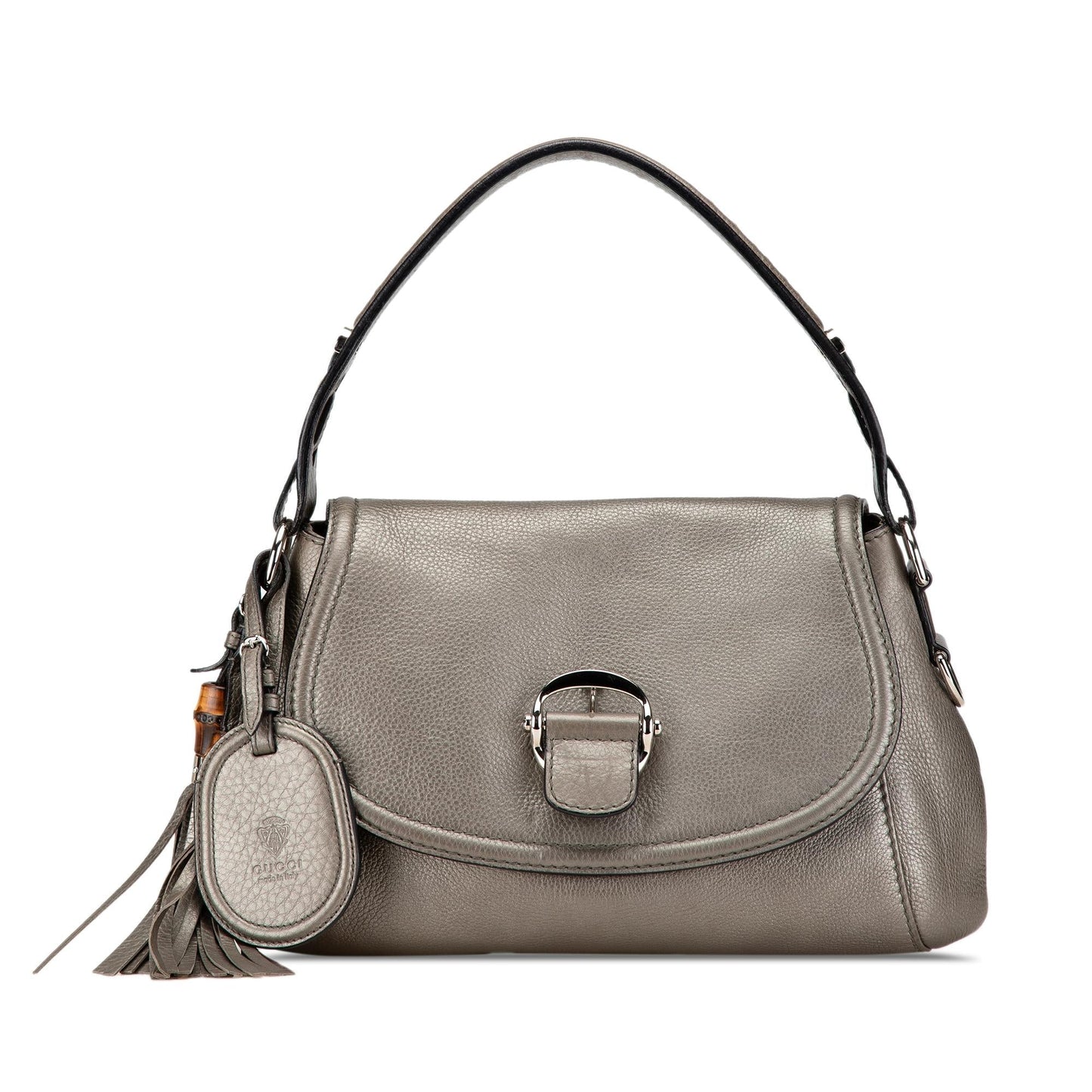 Gucci Techno Horsebit Flap Leather Calf Grey Medium Shoulder Bag Bag 1