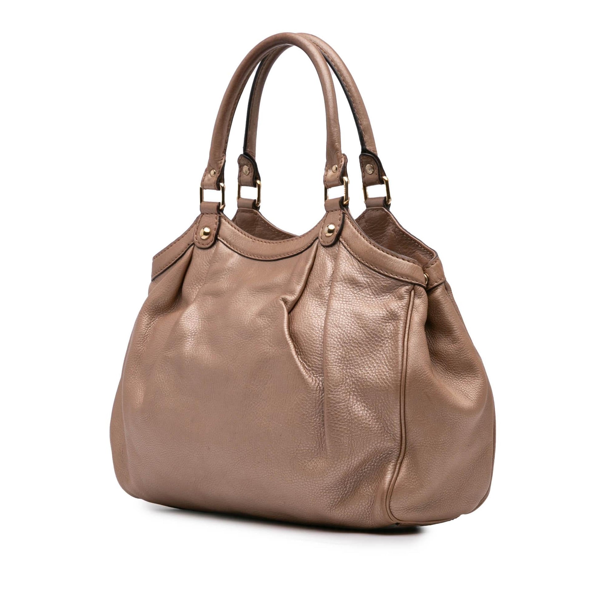 Gucci Metallic Sukey Calf Calfskin Brown Medium Tote Bag