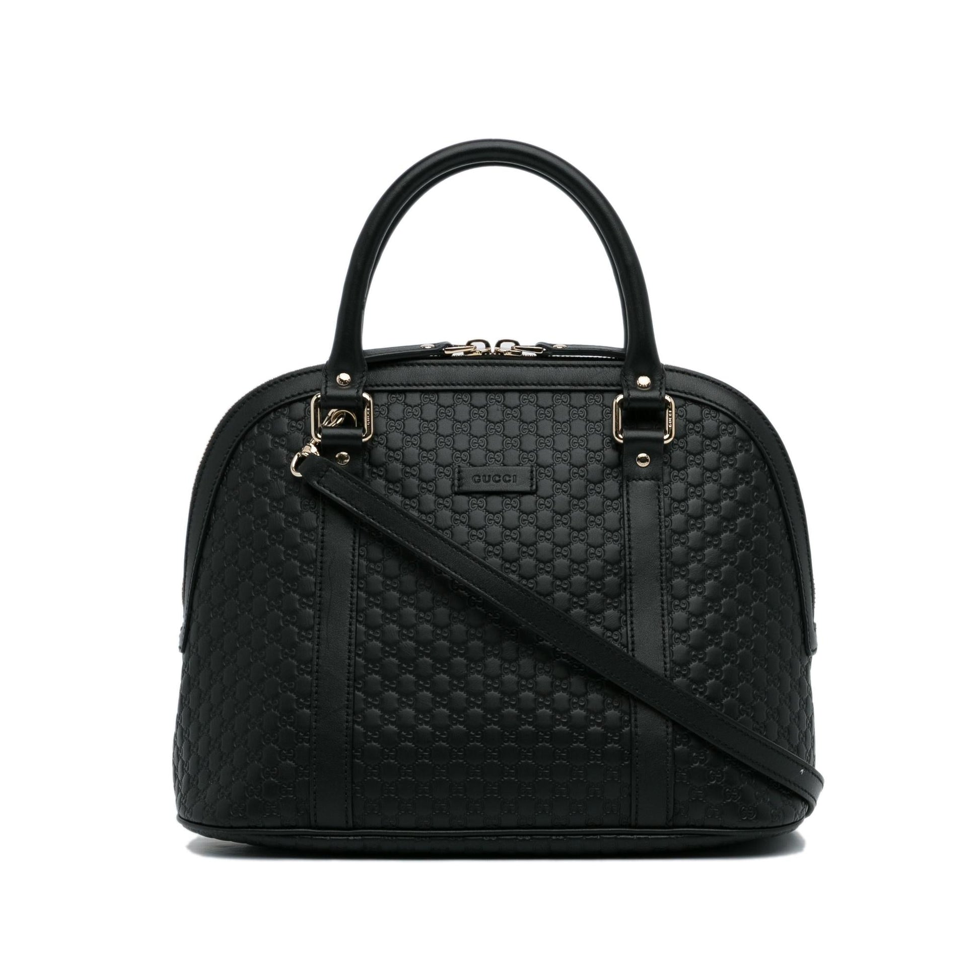 Gucci Microguccissima Dome SHG-2fMSfr Calf Black Medium Satchel Bag