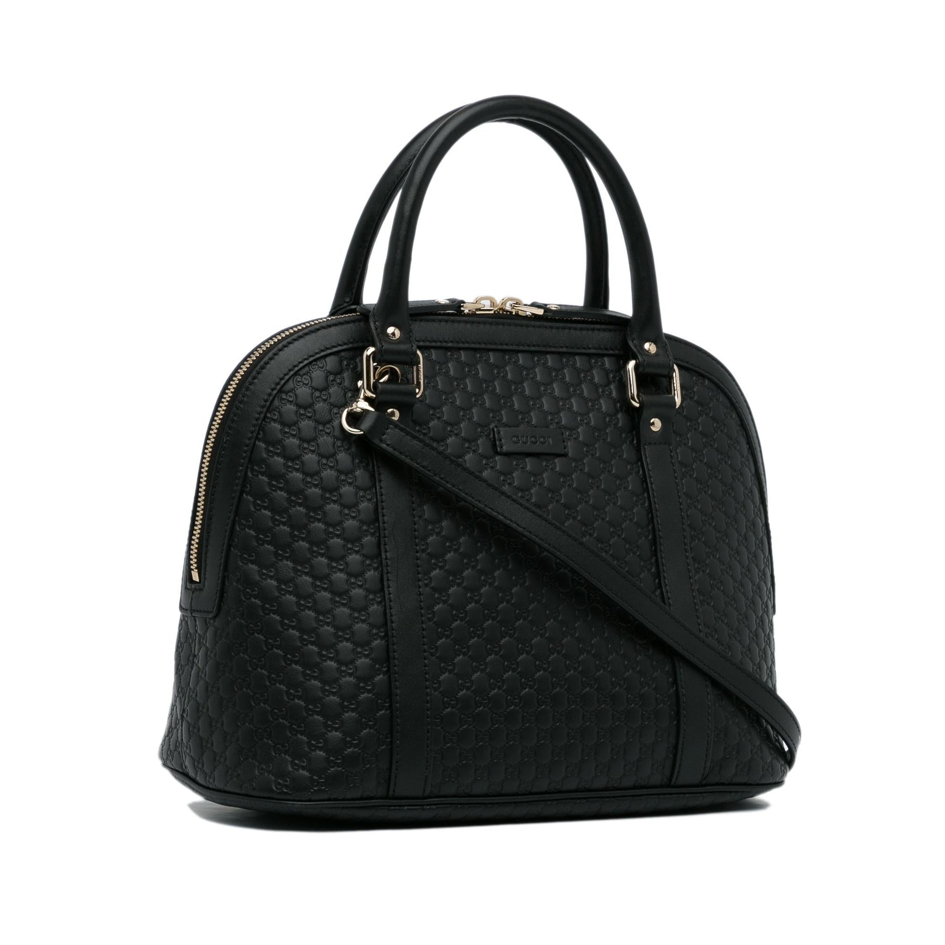 Gucci Microguccissima Dome SHG-2fMSfr Calf Black Medium Satchel Bag