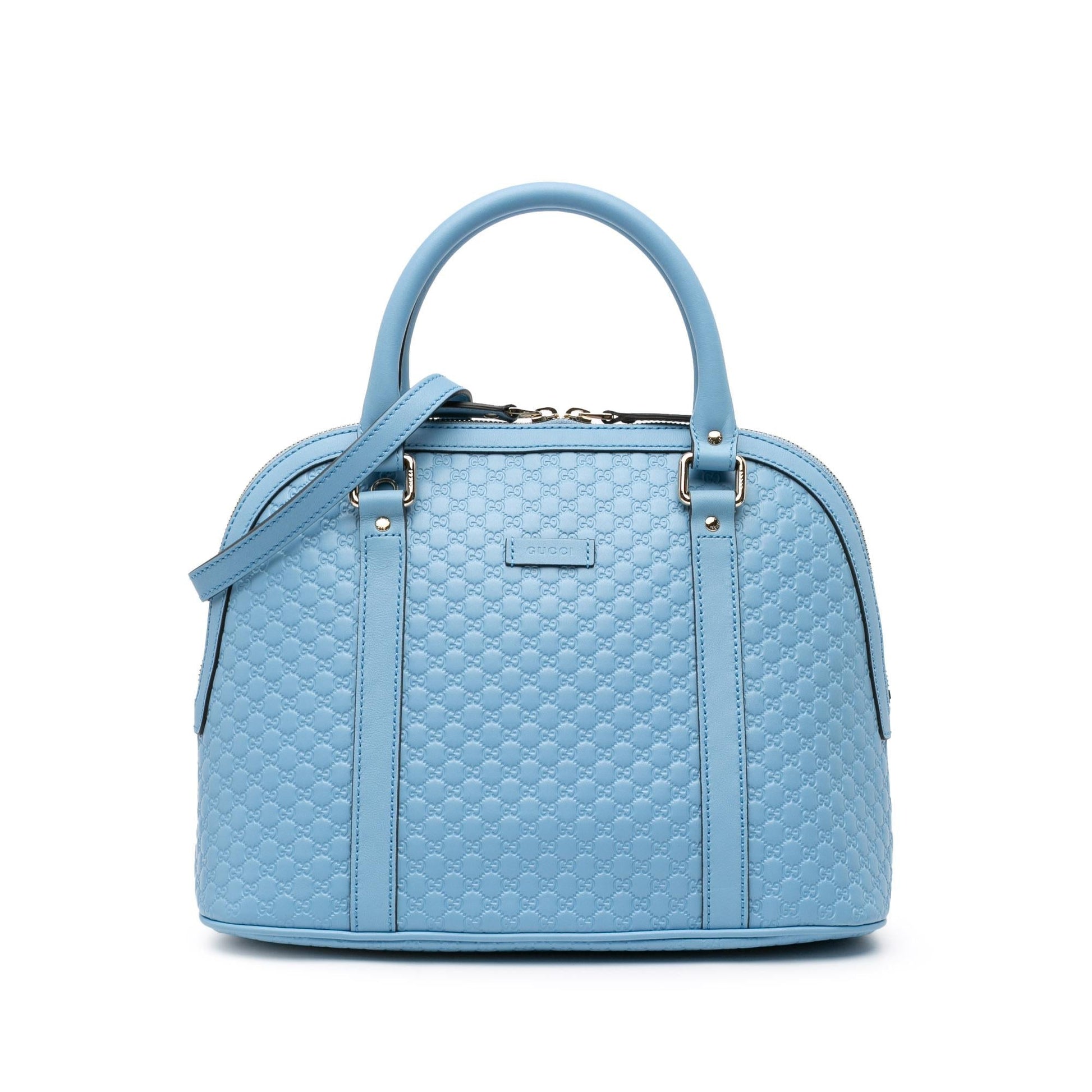 Gucci Microguccissima Dome Calf Blue Medium Satchel Bag