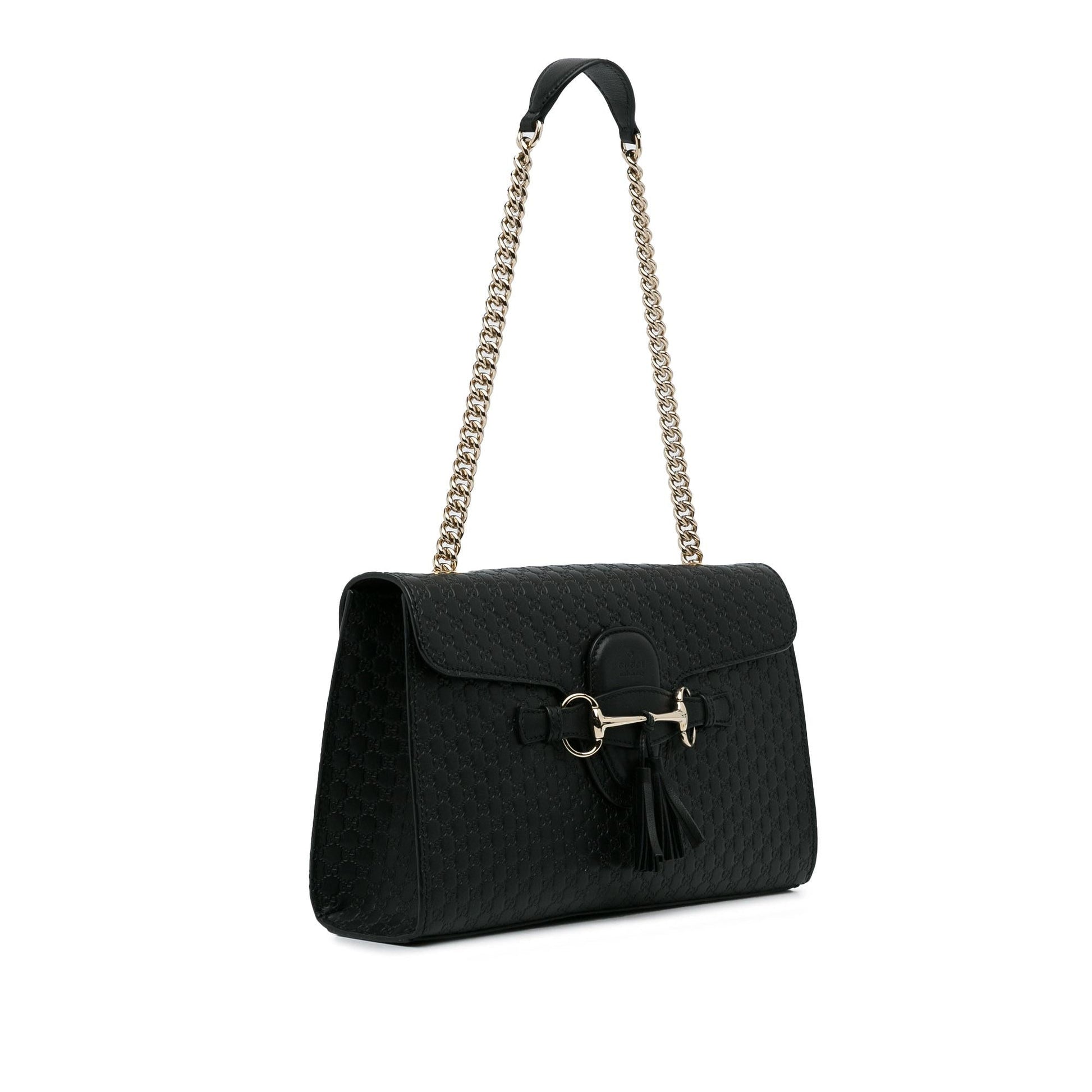 Gucci Microguccissima Emily SHG-l5AjPZ Calf Black Medium Shoulder Bag