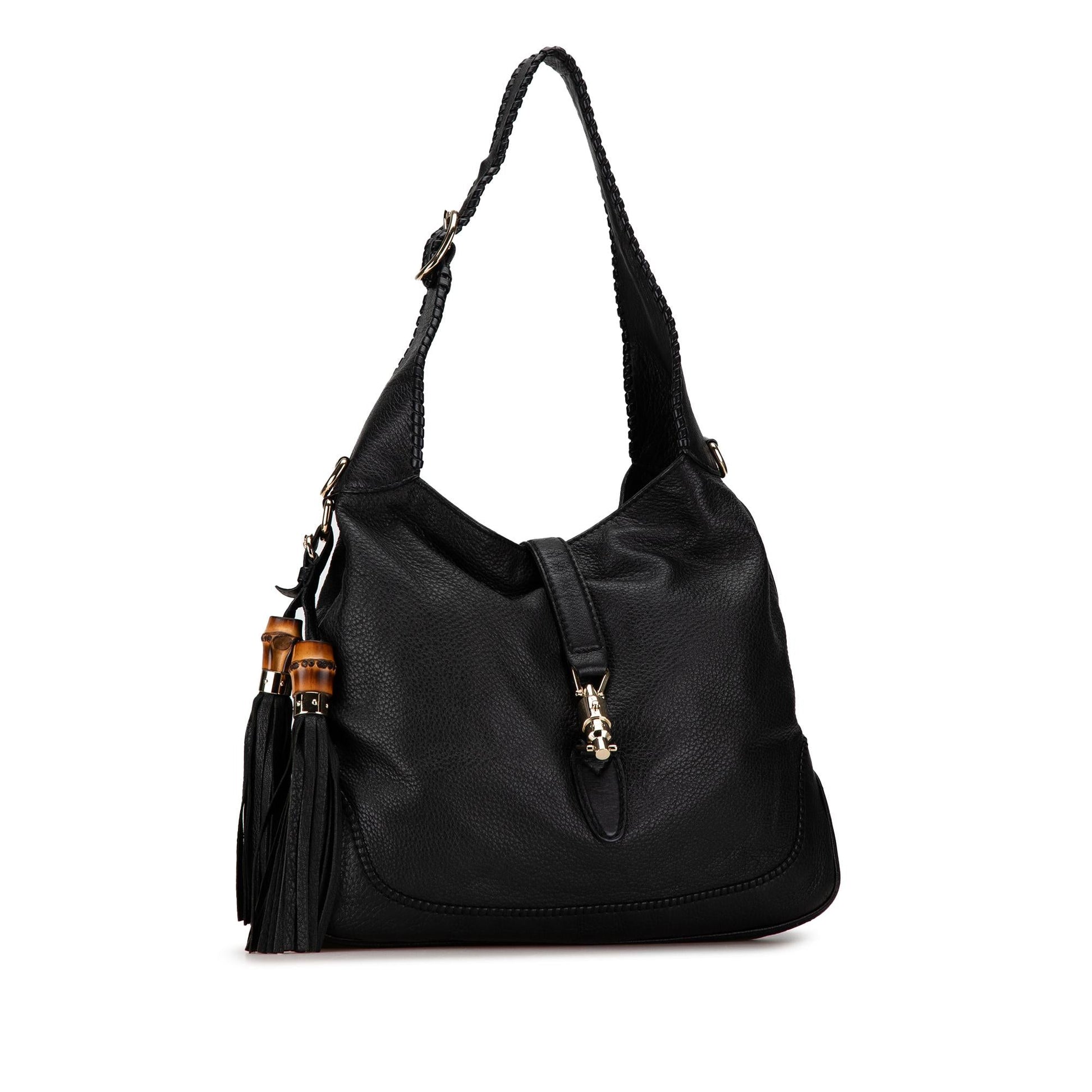 Gucci New Jackie SHG-DBikbj Calf Black Medium Satchel Bag