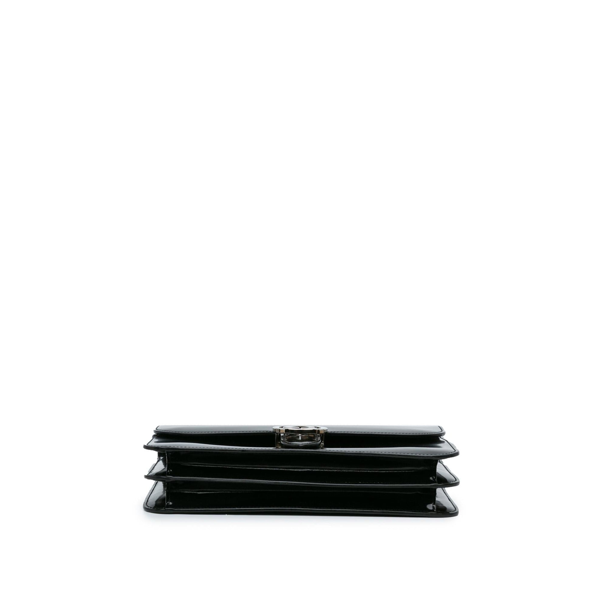 Gucci Dollar Interlocking G SHG-1j0vxX Leather Patent Black Medium Crossbody Bag