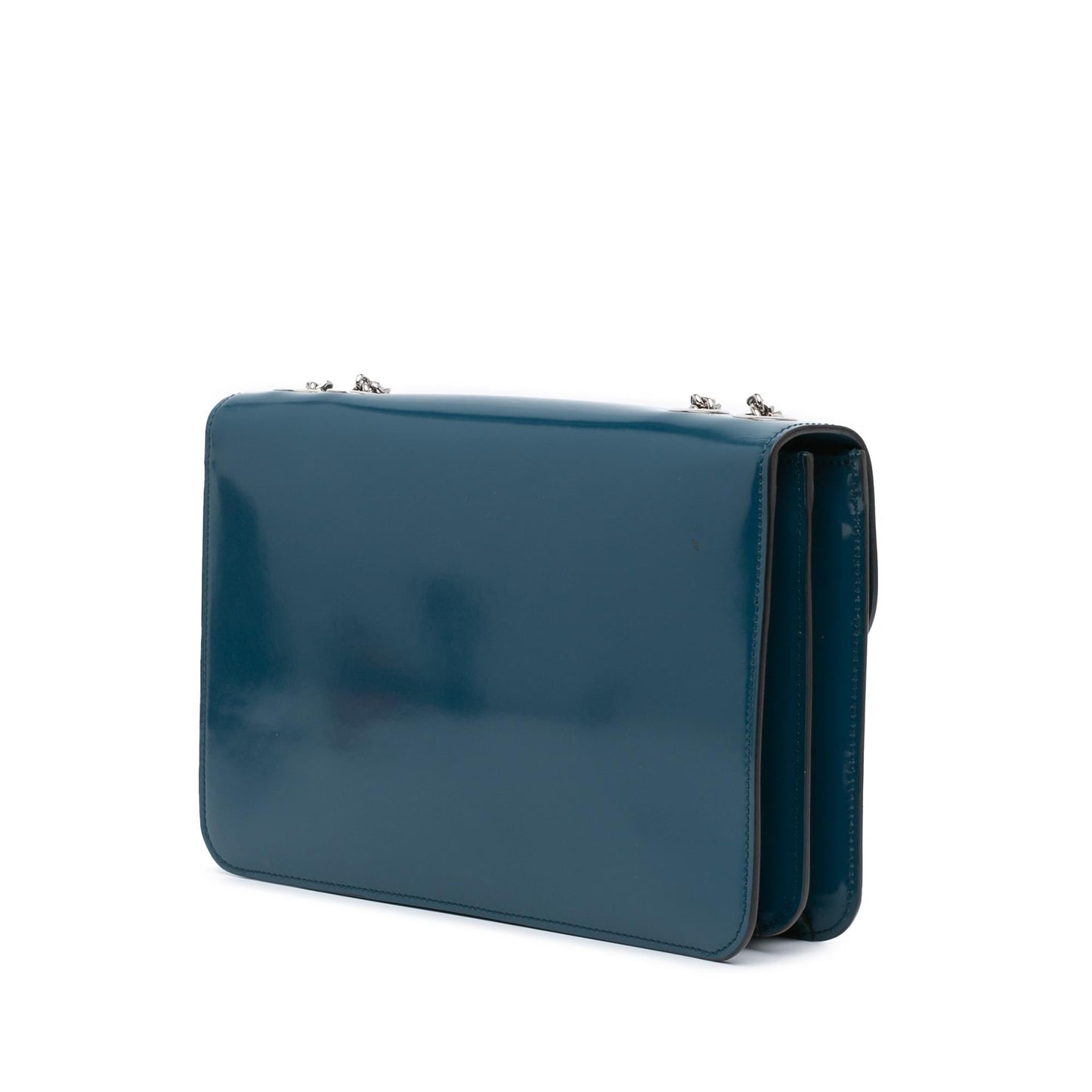 Gucci Dollar Interlocking G Leather Patent Blue Medium Crossbody Bag