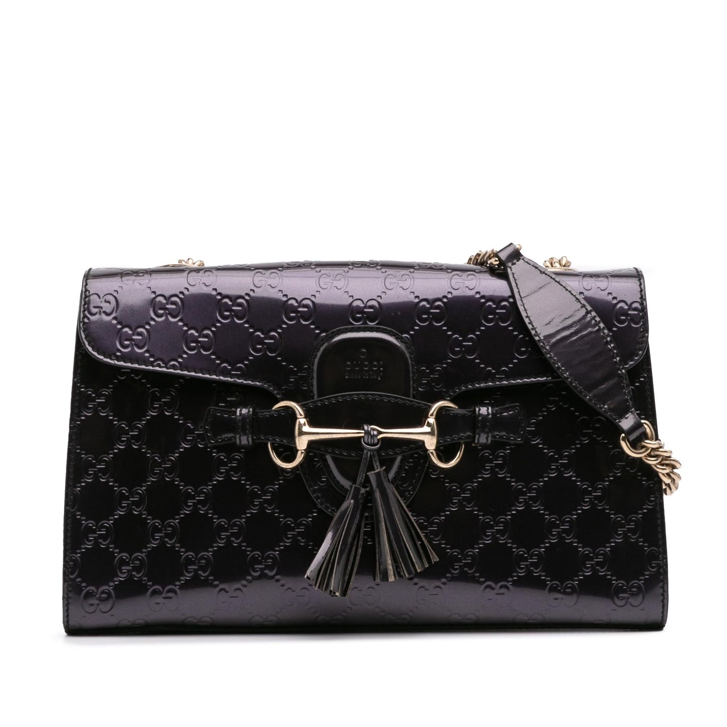 Gucci Guccissima Emily Leather Patent Medium Shoulder Bag