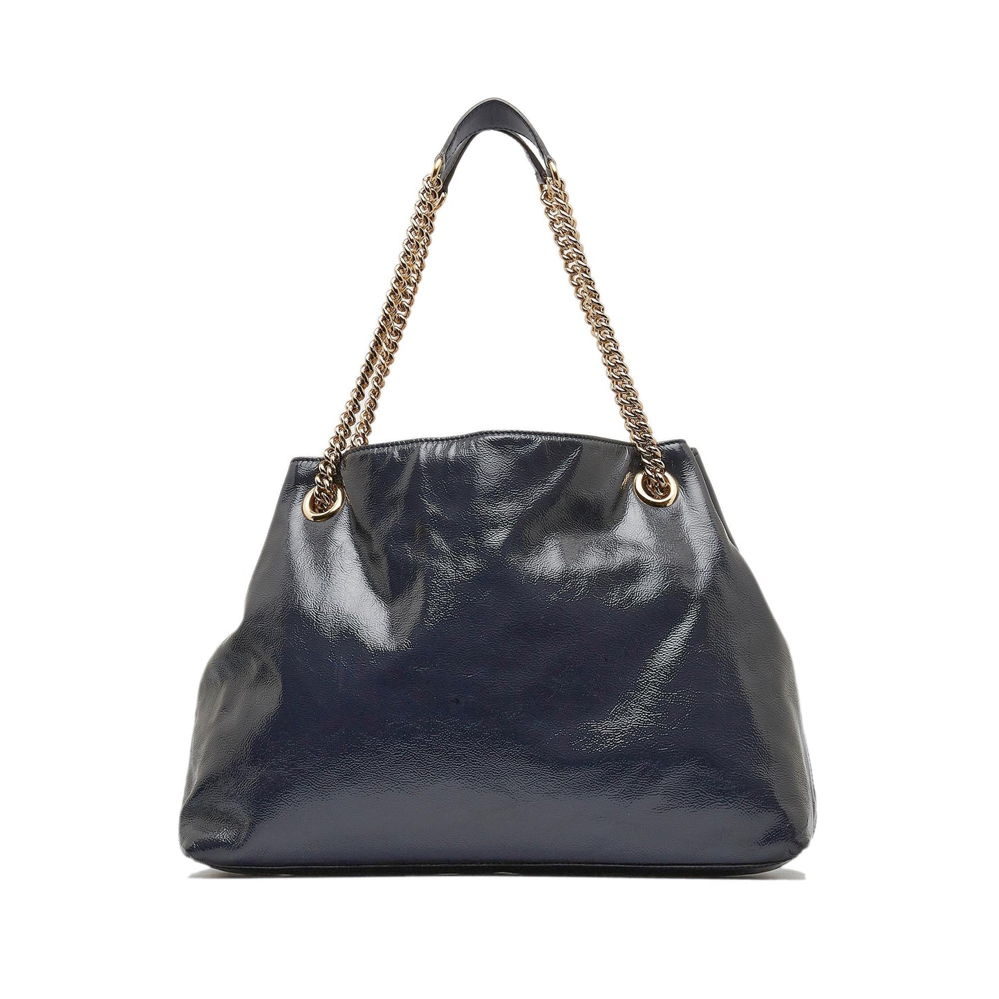 Gucci Soho Chain SHG-ln0QMk Leather Patent Blue Medium Tote Bag