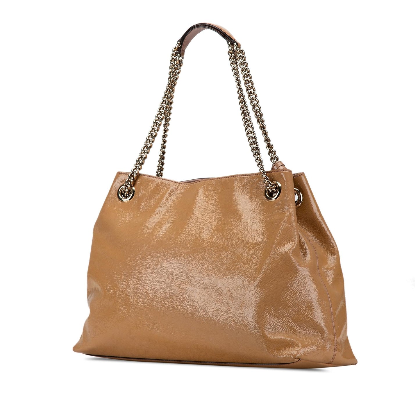 Gucci Soho Chain SHG-wf1hvh Leather Patent Brown Medium Tote Bag