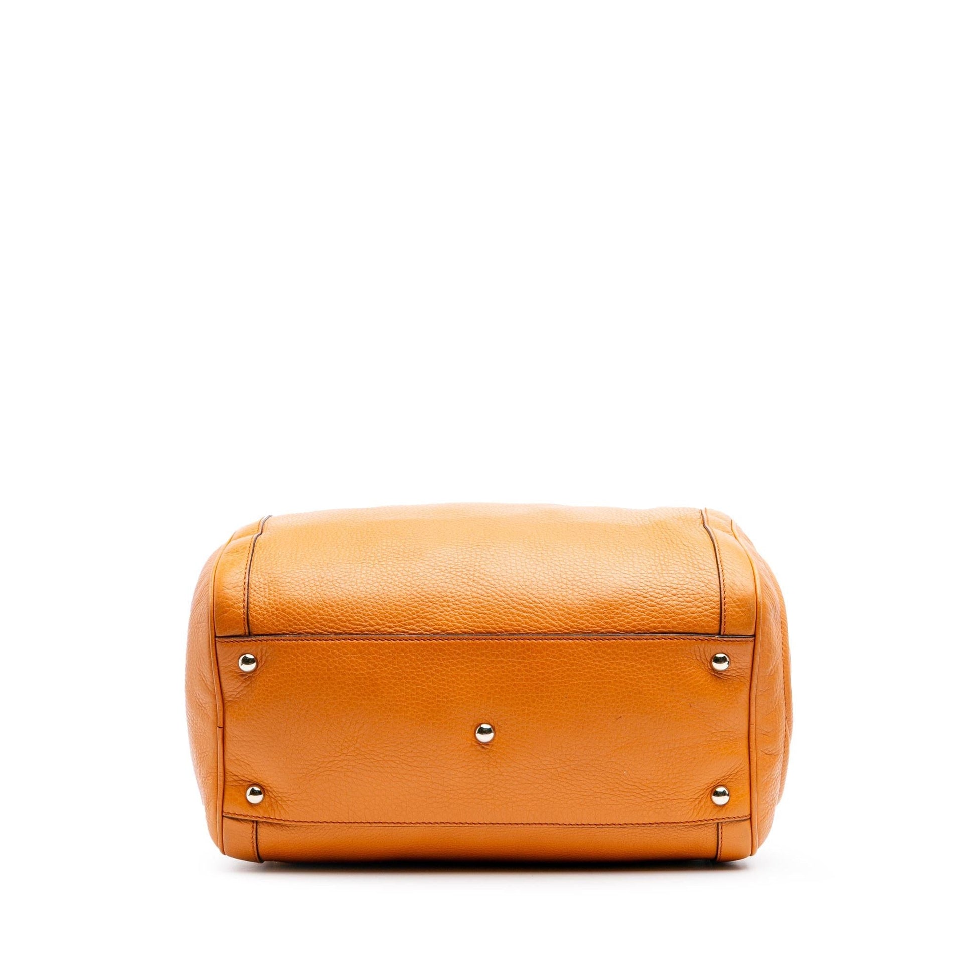 Gucci Pebbled Soho Boston Calf Calfskin Orange Medium Satchel Bag
