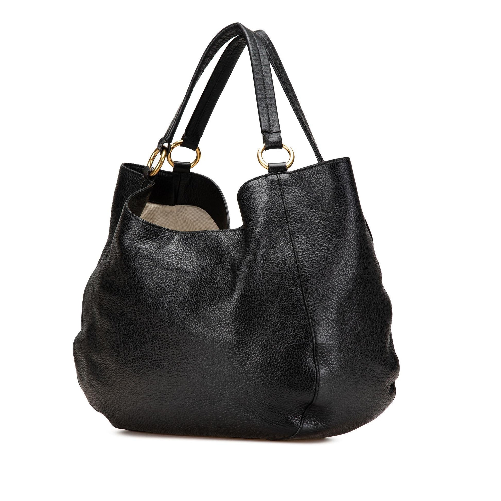 Gucci Pebbled Twill Calf Calfskin Black Medium Tote Bag Twill Tote