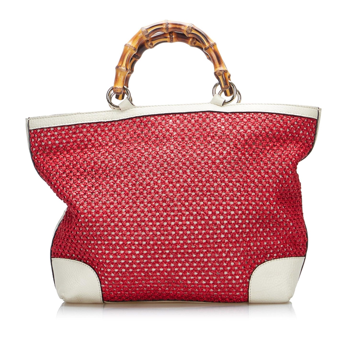 Gucci Bamboo Shopper SHG-aDj1hs Raffia Red Medium Tote Bag
