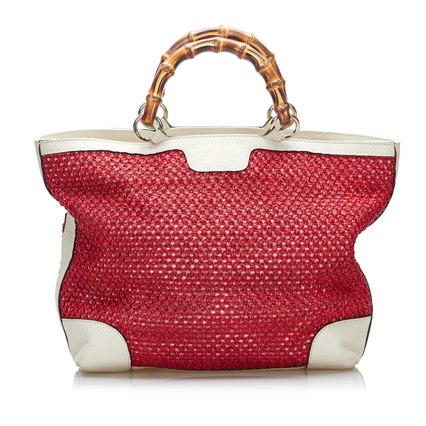 Gucci Bamboo Shopper SHG-aDj1hs Raffia Red Medium Tote Bag